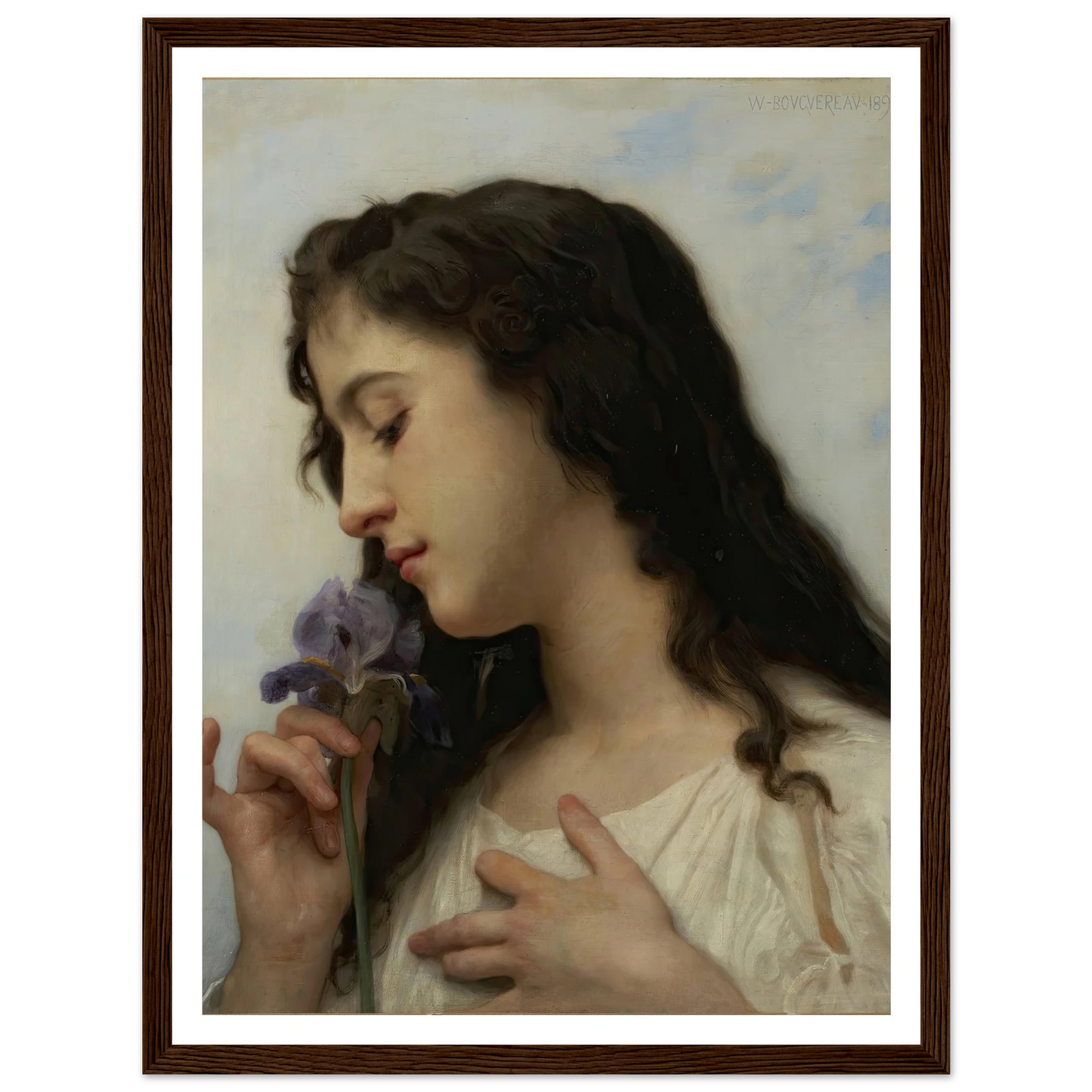 Woman with Iris (1895) Art Print | William Bouguereau-Quipham Collections