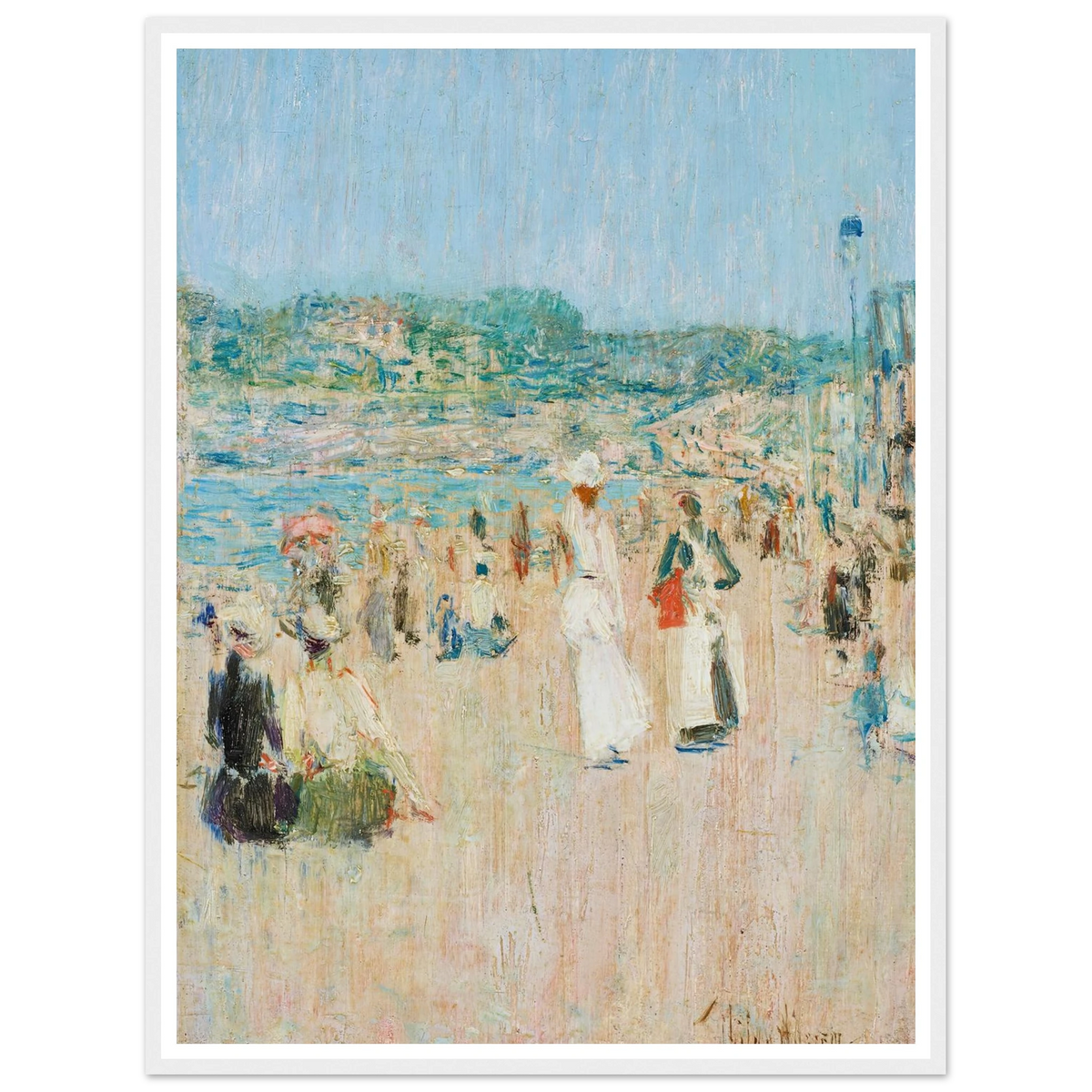 Beach at Newport (1901) Art Print | Childe Hassam - Framed Poster - 30x40 cm / 12x16″ - Black frame