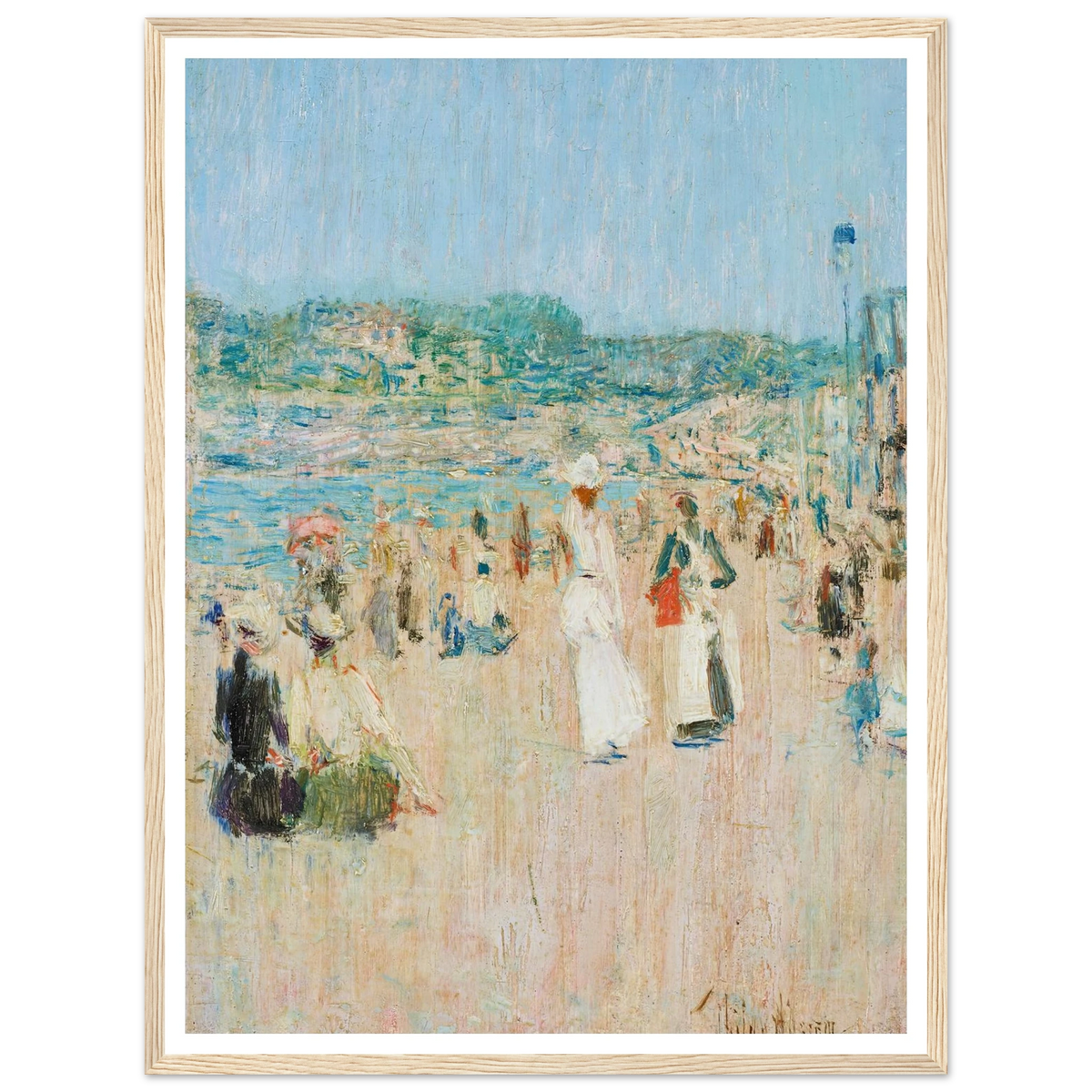 Beach at Newport (1901) Art Print | Childe Hassam - Framed Poster - 30x40 cm / 12x16″ - Black frame