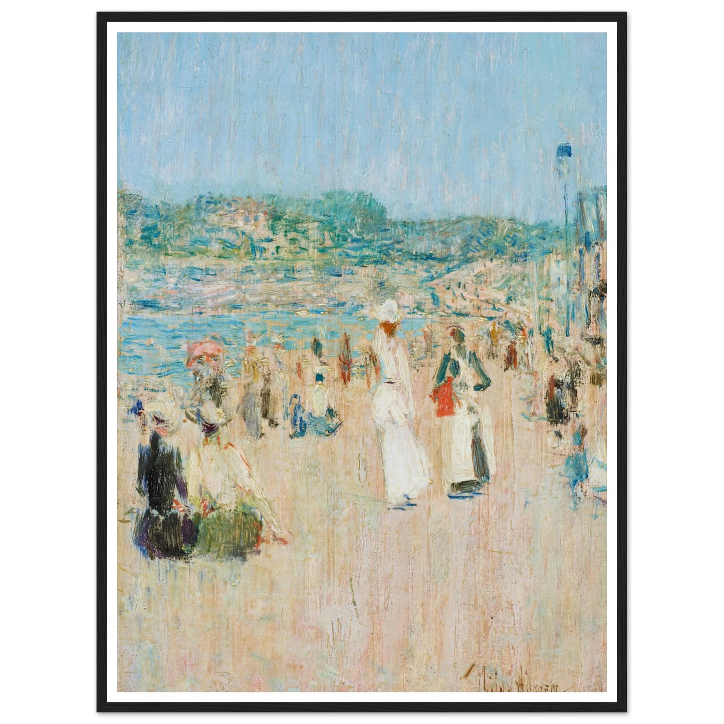 Beach at Newport (1901) Art Print | Childe Hassam - Framed Poster - 30x40 cm / 12x16″ - Black frame