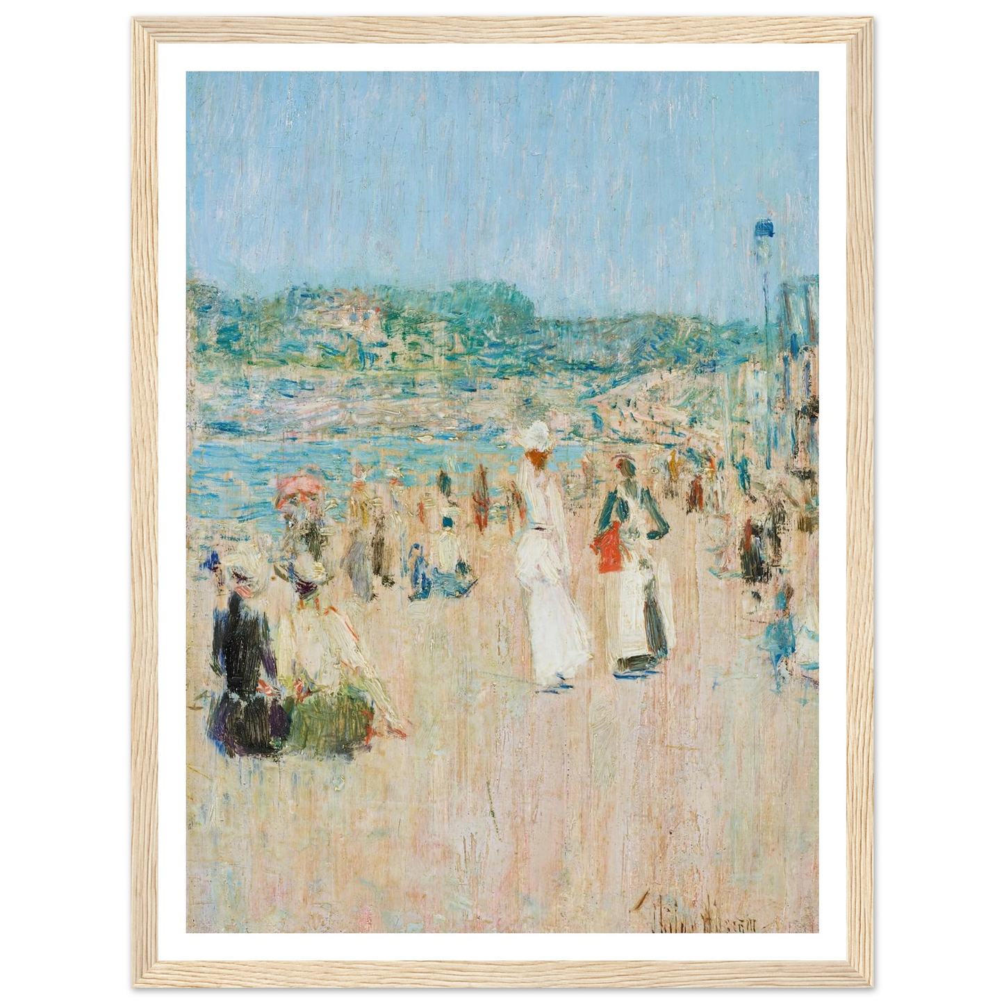 Beach at Newport (1901) Art Print | Childe Hassam - Framed Poster - 30x40 cm / 12x16″ - Black frame