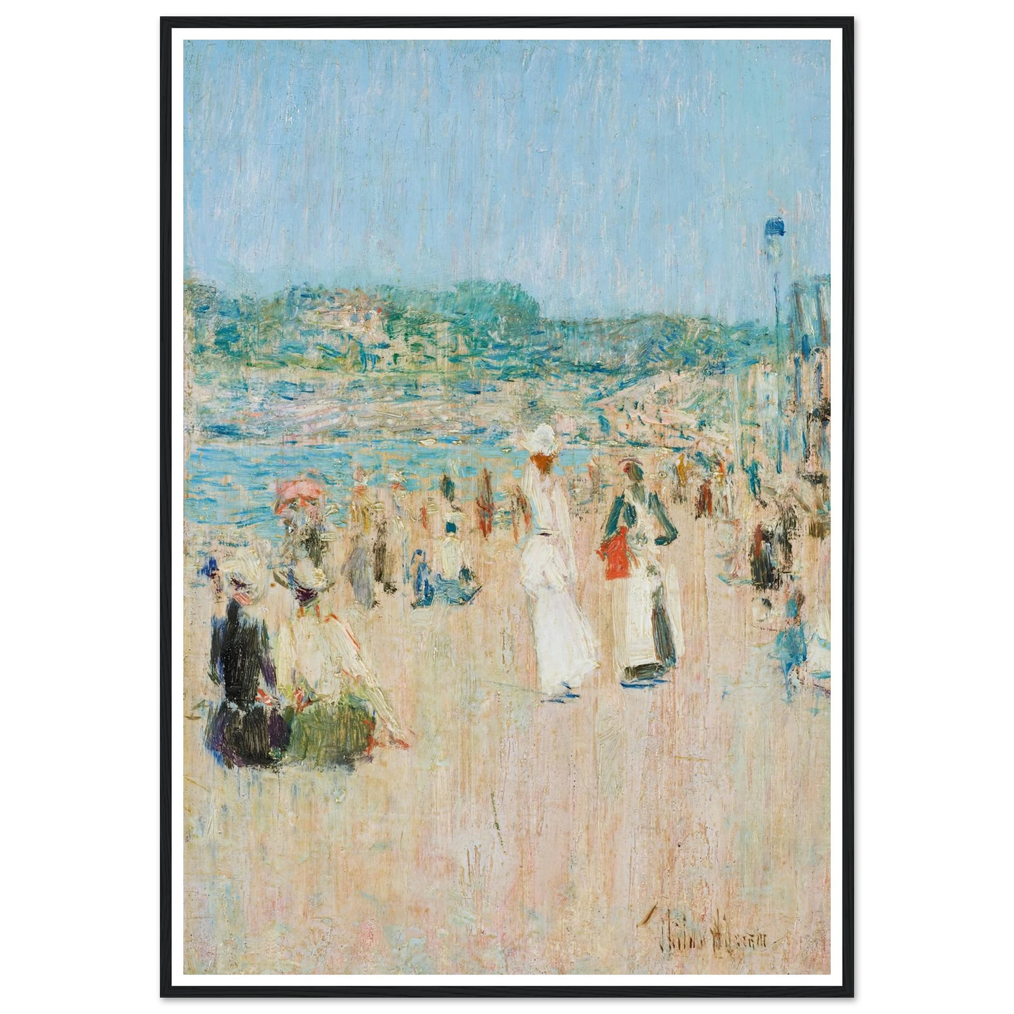 Beach at Newport (1901) Art Print | Childe Hassam - Framed Poster - 30x40 cm / 12x16″ - Black frame