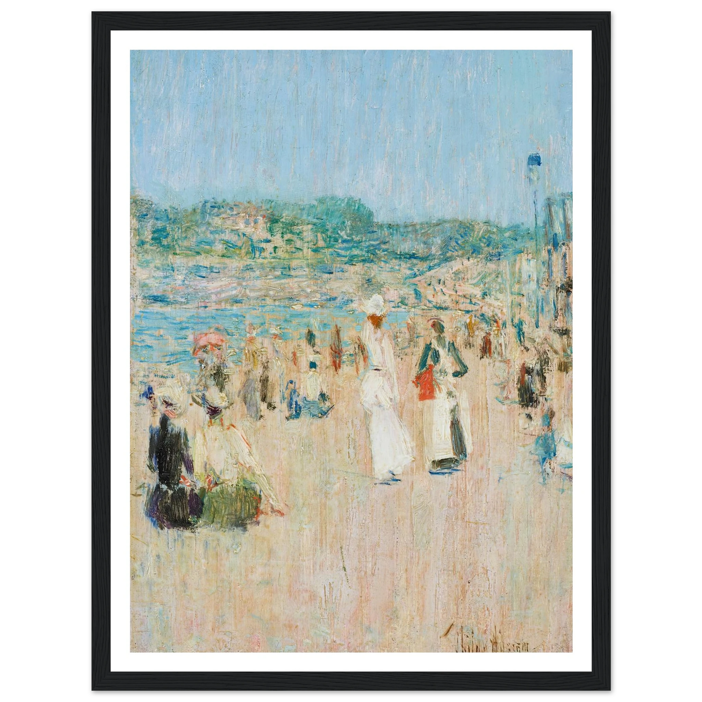 Beach at Newport (1901) Art Print | Childe Hassam - Framed Poster - 30x40 cm / 12x16″ - Black frame