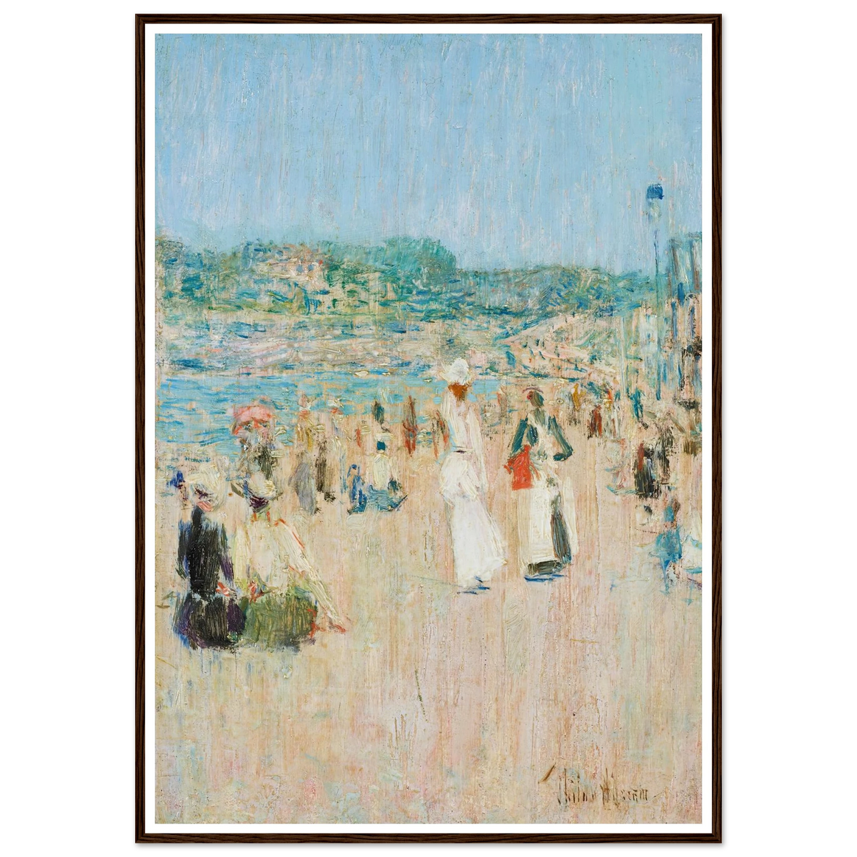 Beach at Newport (1901) Art Print | Childe Hassam - Framed Poster - 30x40 cm / 12x16″ - Black frame