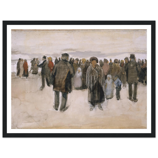 Beach at Scheveningen (1882) Art Print | Vincent van Gogh - Framed Poster - 30x40 cm / 12x16″ - Black frame