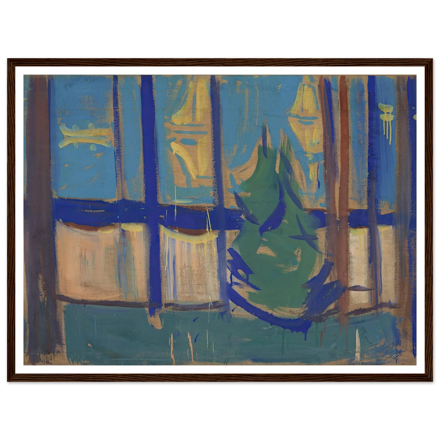 Beach Landscape with Trees and Boats (1905–06) Art Print | Edvard Munch - Framed Poster - 30x40 cm / 12x16″ - Black frame