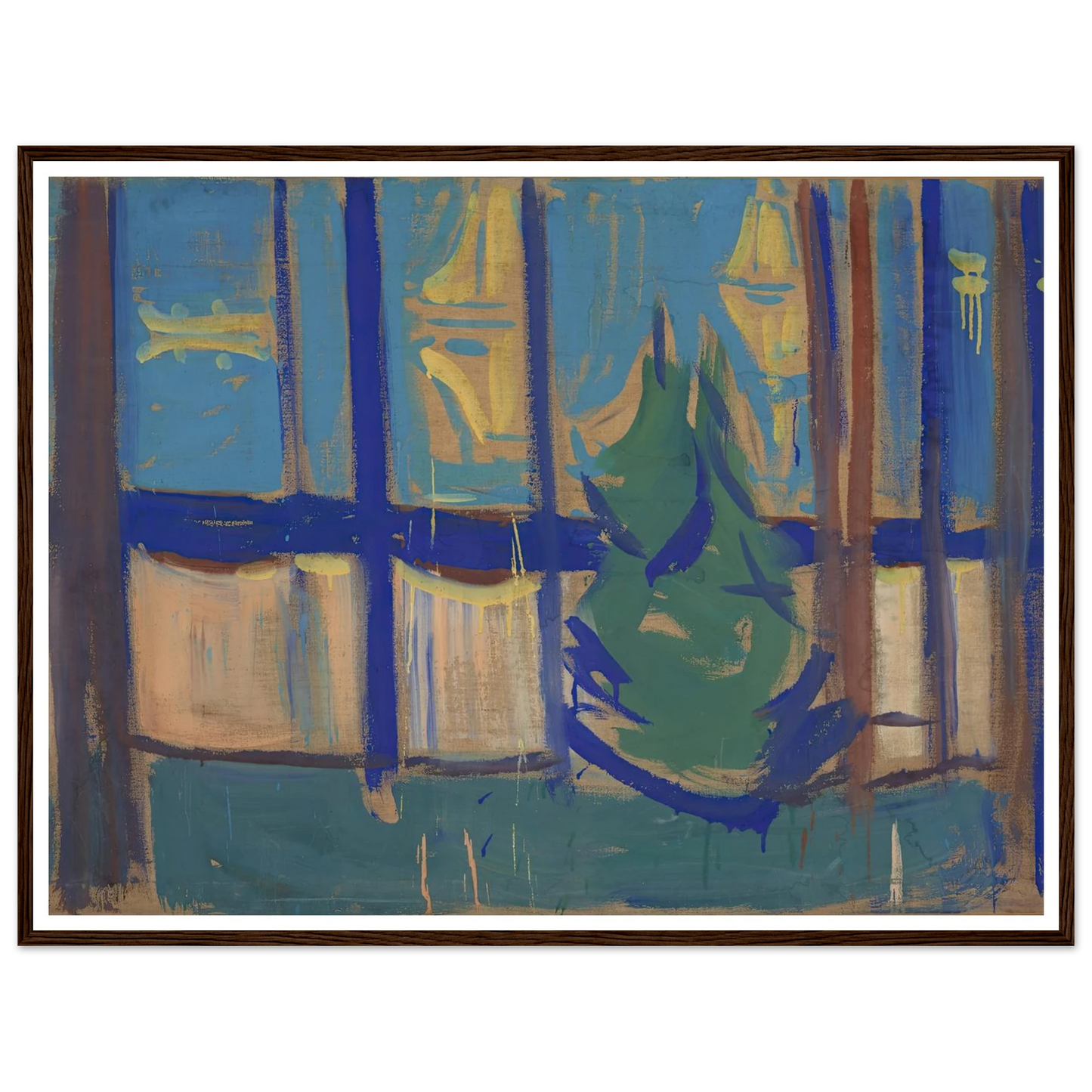 Beach Landscape with Trees and Boats (1905–06) Art Print | Edvard Munch - Framed Poster - 30x40 cm / 12x16″ - Black frame