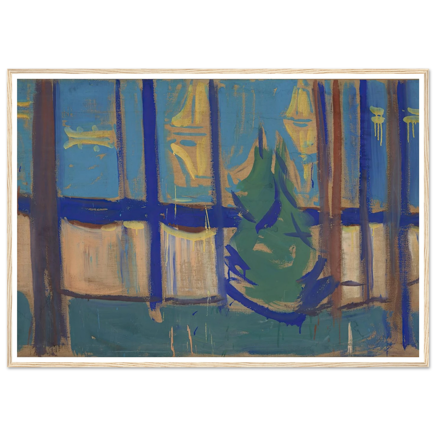 Beach Landscape with Trees and Boats (1905–06) Art Print | Edvard Munch - Framed Poster - 30x40 cm / 12x16″ - Black frame