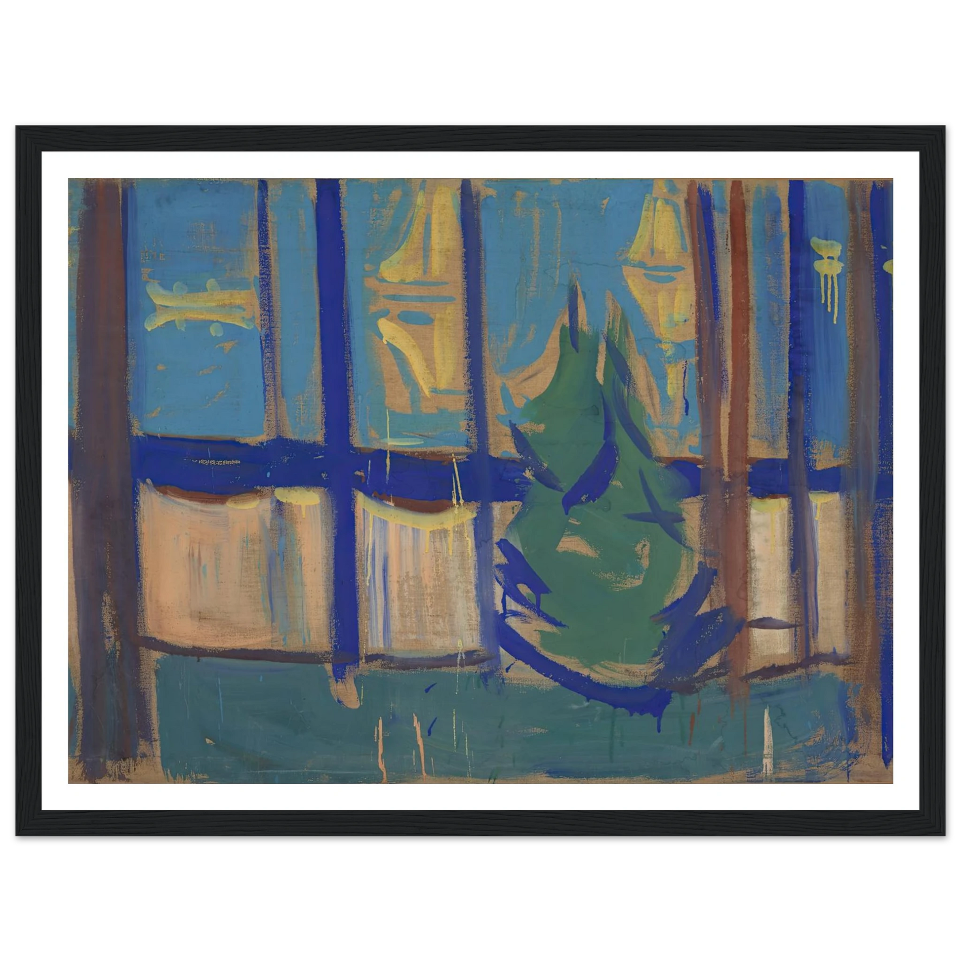 Beach Landscape with Trees and Boats (1905–06) Art Print | Edvard Munch - Framed Poster - 30x40 cm / 12x16″ - Black frame