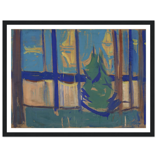 Beach Landscape with Trees and Boats (1905–06) Art Print | Edvard Munch - Framed Poster - 30x40 cm / 12x16″ - Black frame