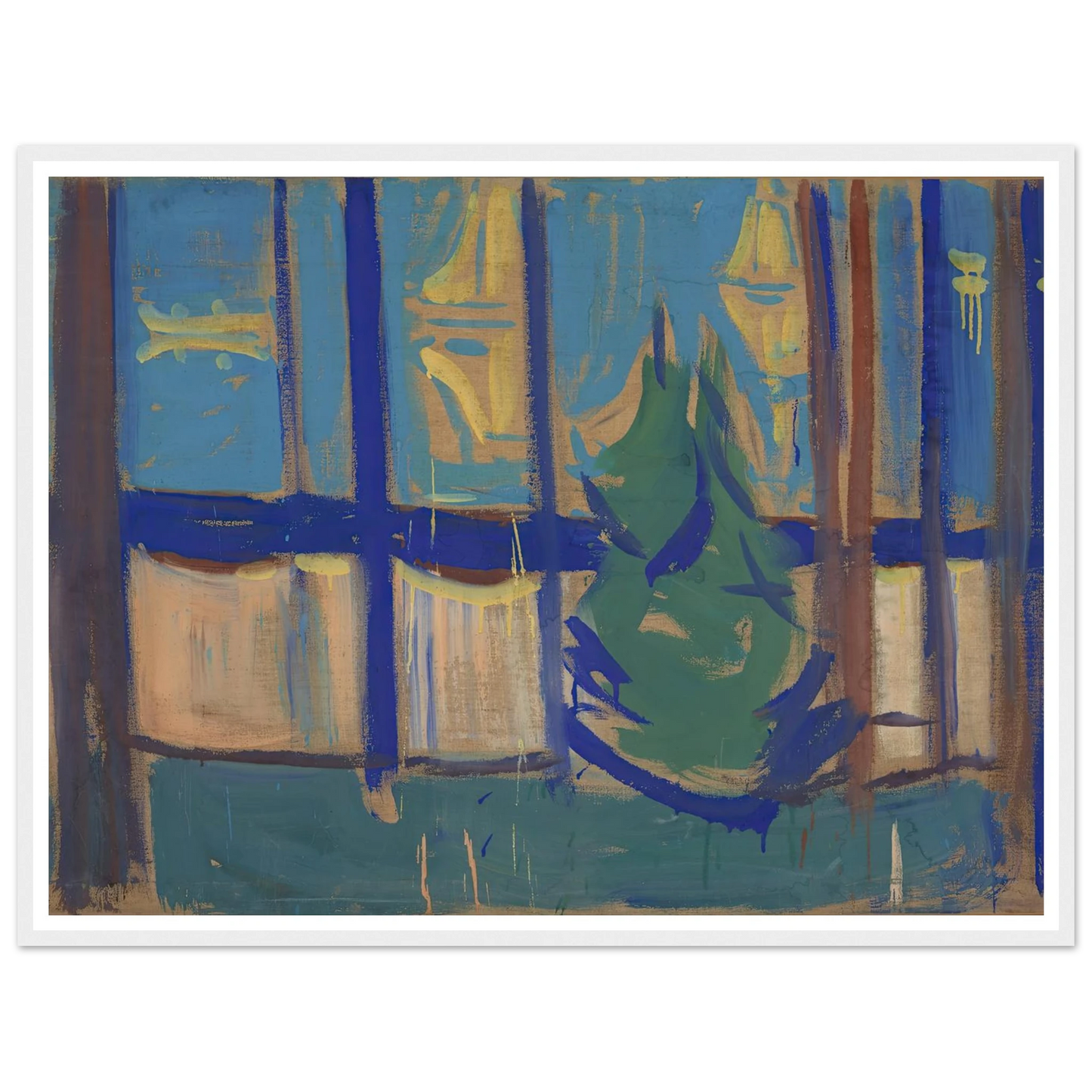 Beach Landscape with Trees and Boats (1905–06) Art Print | Edvard Munch - Framed Poster - 30x40 cm / 12x16″ - Black frame