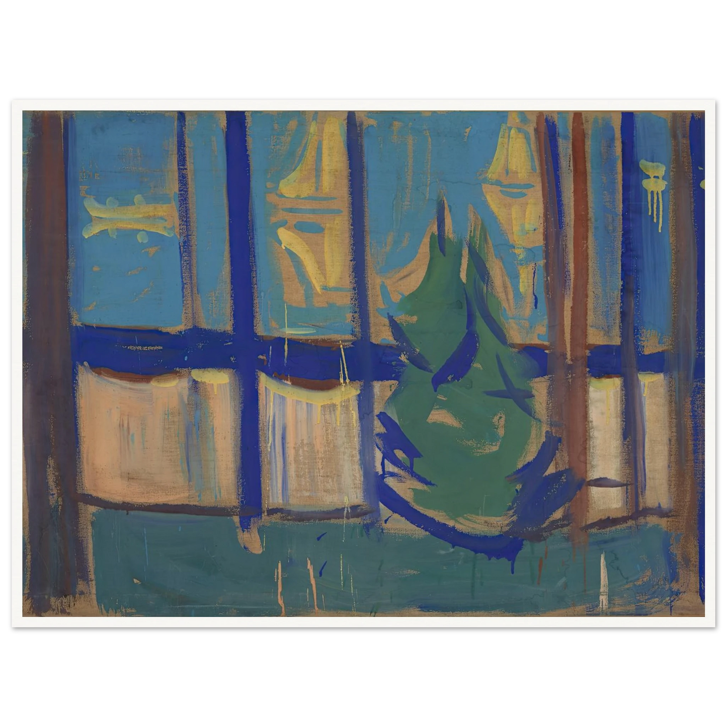 Beach Landscape with Trees and Boats (1905–06) Art Print | Edvard Munch - Framed Poster - 30x40 cm / 12x16″ - Black frame