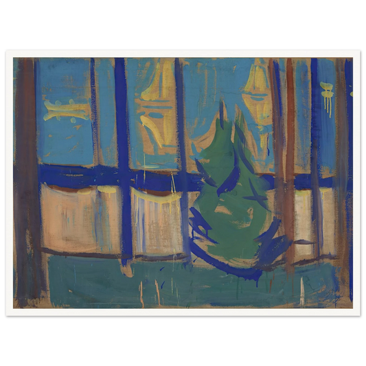 Beach Landscape with Trees and Boats (1905–06) Art Print | Edvard Munch - Framed Poster - 30x40 cm / 12x16″ - Black frame