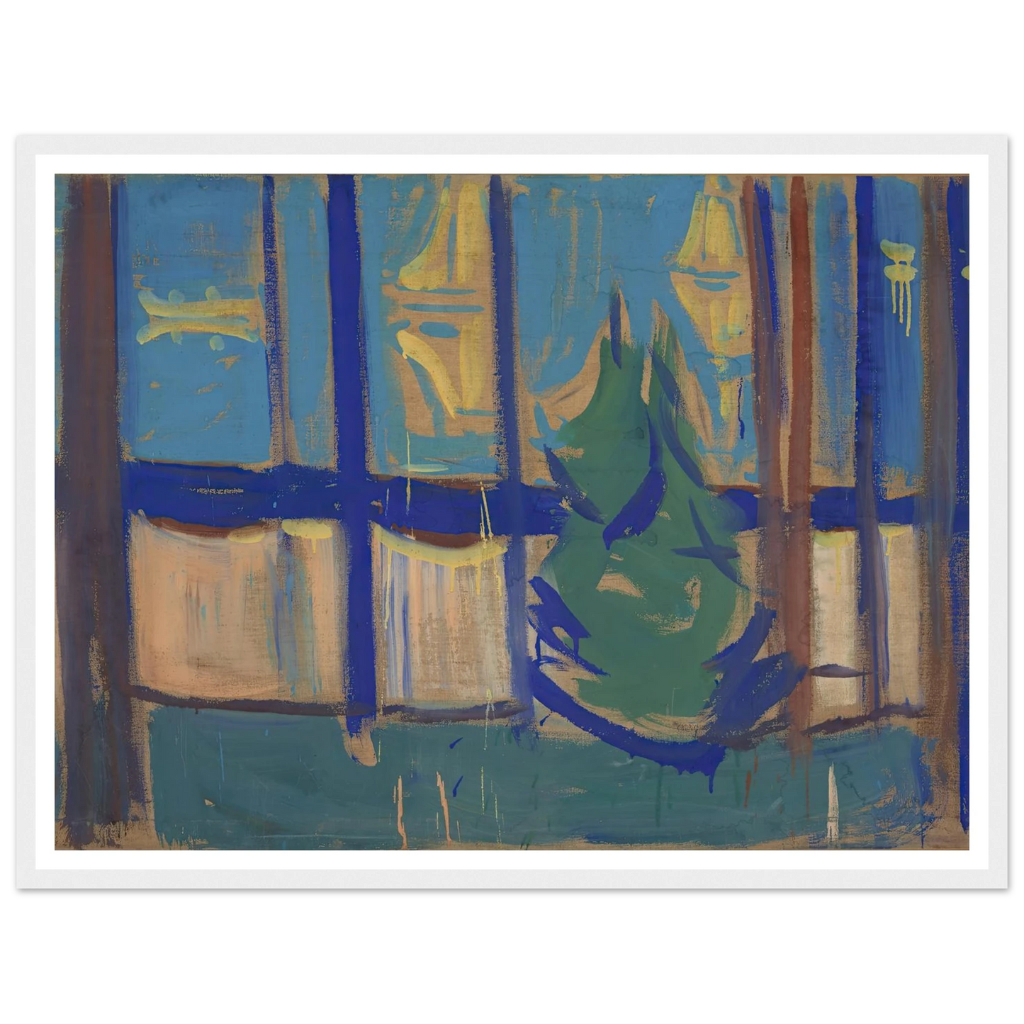 Beach Landscape with Trees and Boats (1905–06) Art Print | Edvard Munch - Framed Poster - 30x40 cm / 12x16″ - Black frame