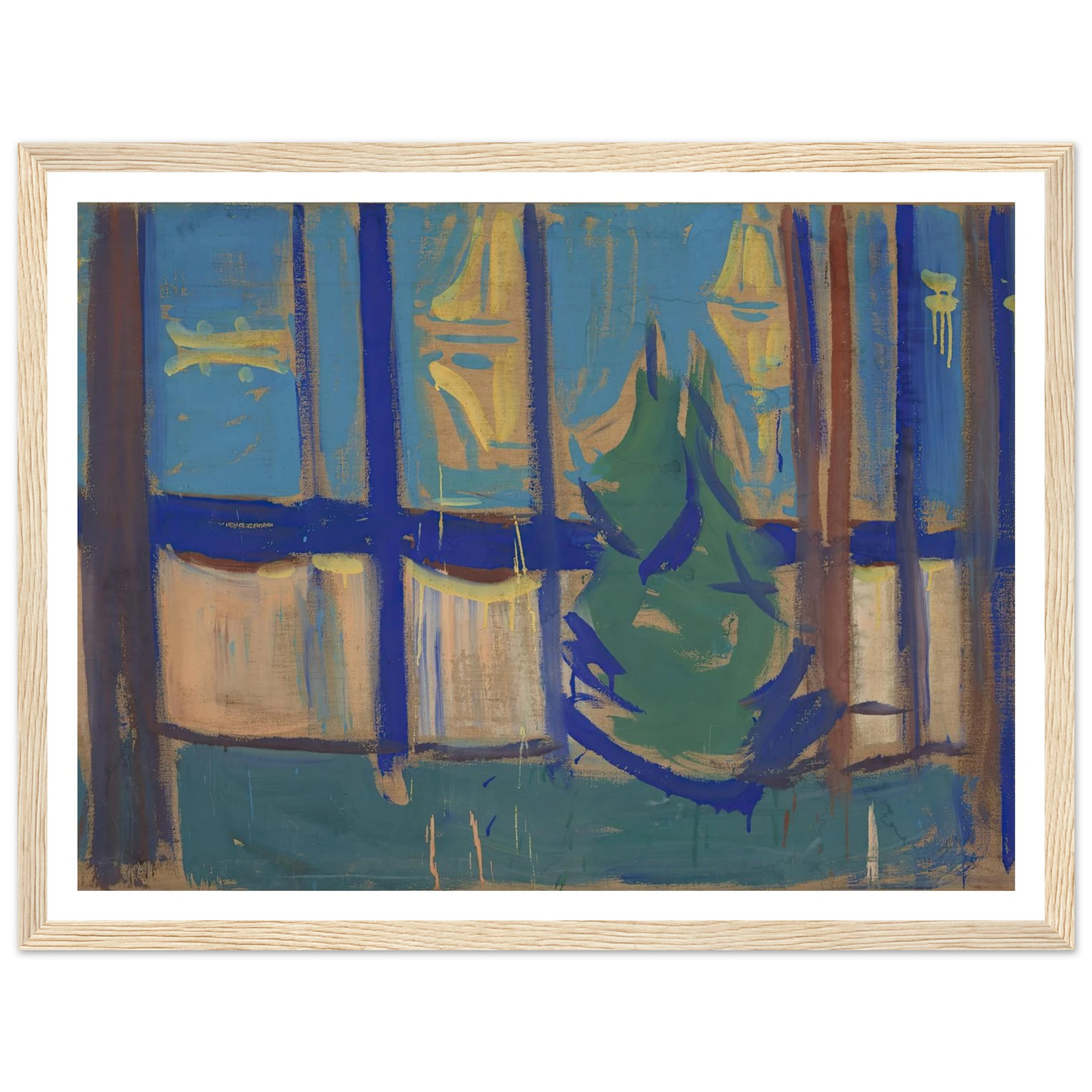 Beach Landscape with Trees and Boats (1905–06) Art Print | Edvard Munch - Framed Poster - 30x40 cm / 12x16″ - Black frame