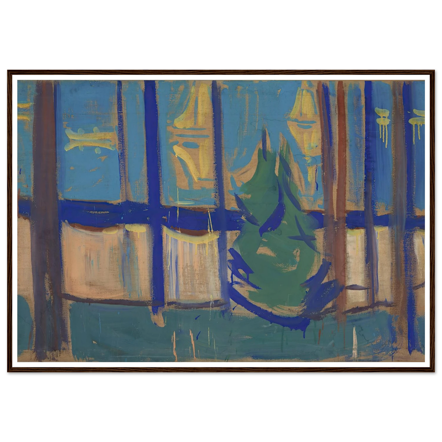 Beach Landscape with Trees and Boats (1905–06) Art Print | Edvard Munch - Framed Poster - 30x40 cm / 12x16″ - Black frame