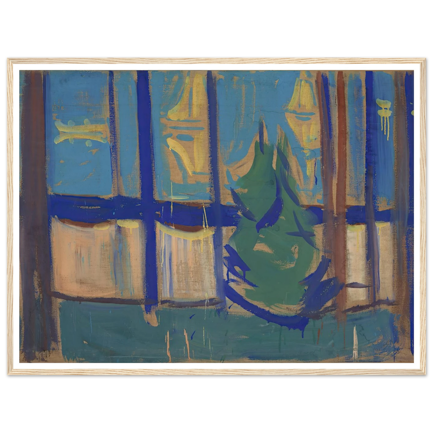 Beach Landscape with Trees and Boats (1905–06) Art Print | Edvard Munch - Framed Poster - 30x40 cm / 12x16″ - Black frame