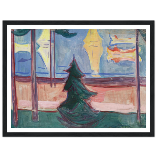 Beach Landscape with Trees and Boats (1905–1906) Art Print | Edvard Munch - Framed Poster - 30x40 cm / 12x16″ - Black frame