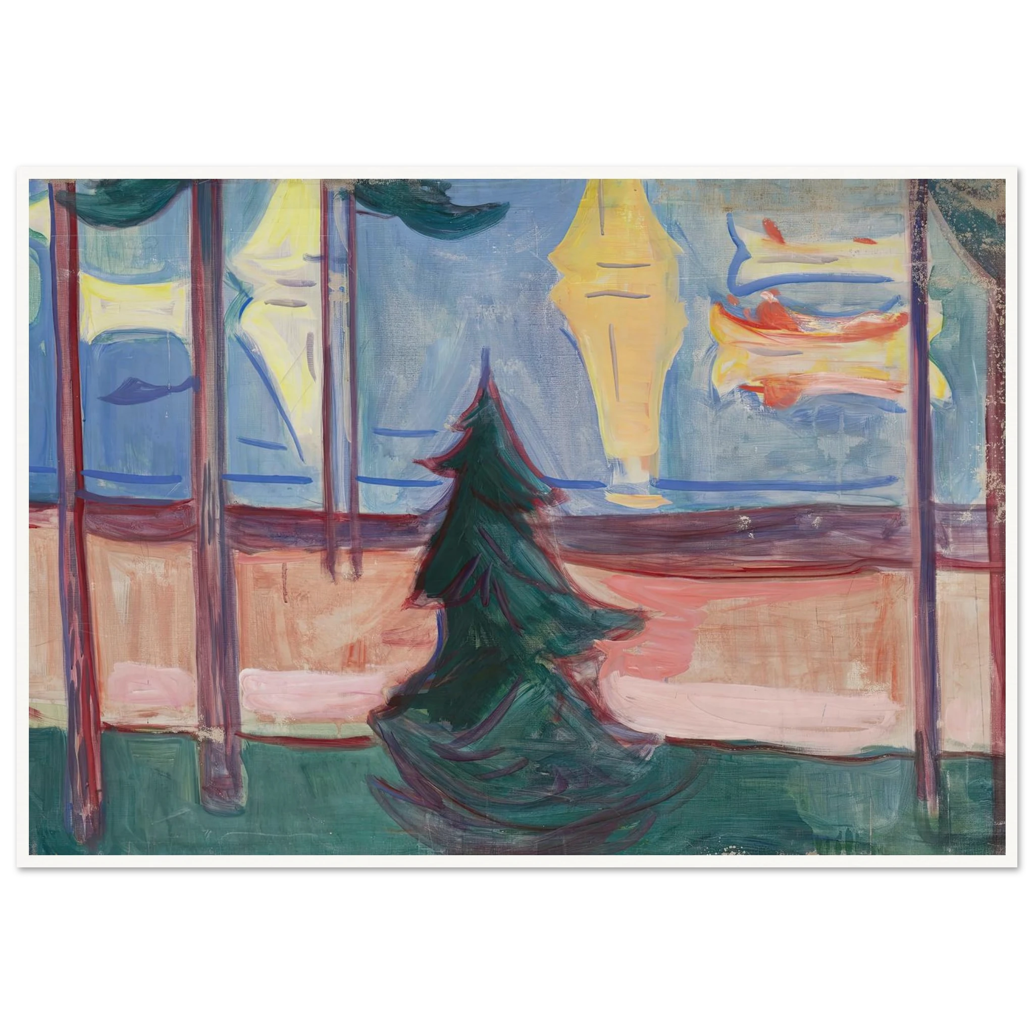 Beach Landscape with Trees and Boats (1905–1906) Art Print | Edvard Mu ...