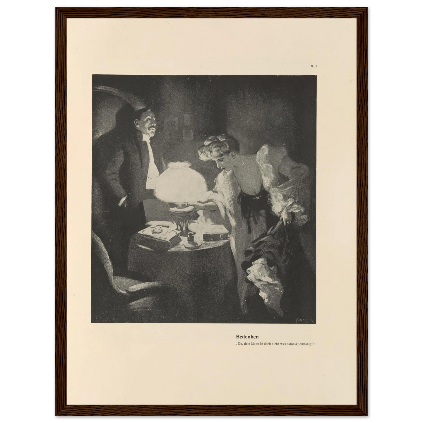 Bedenken (1908) Art Print | Ferdinand Freiherr von Reznicek - Framed Poster - 30x40 cm / 12x16″ - Black frame