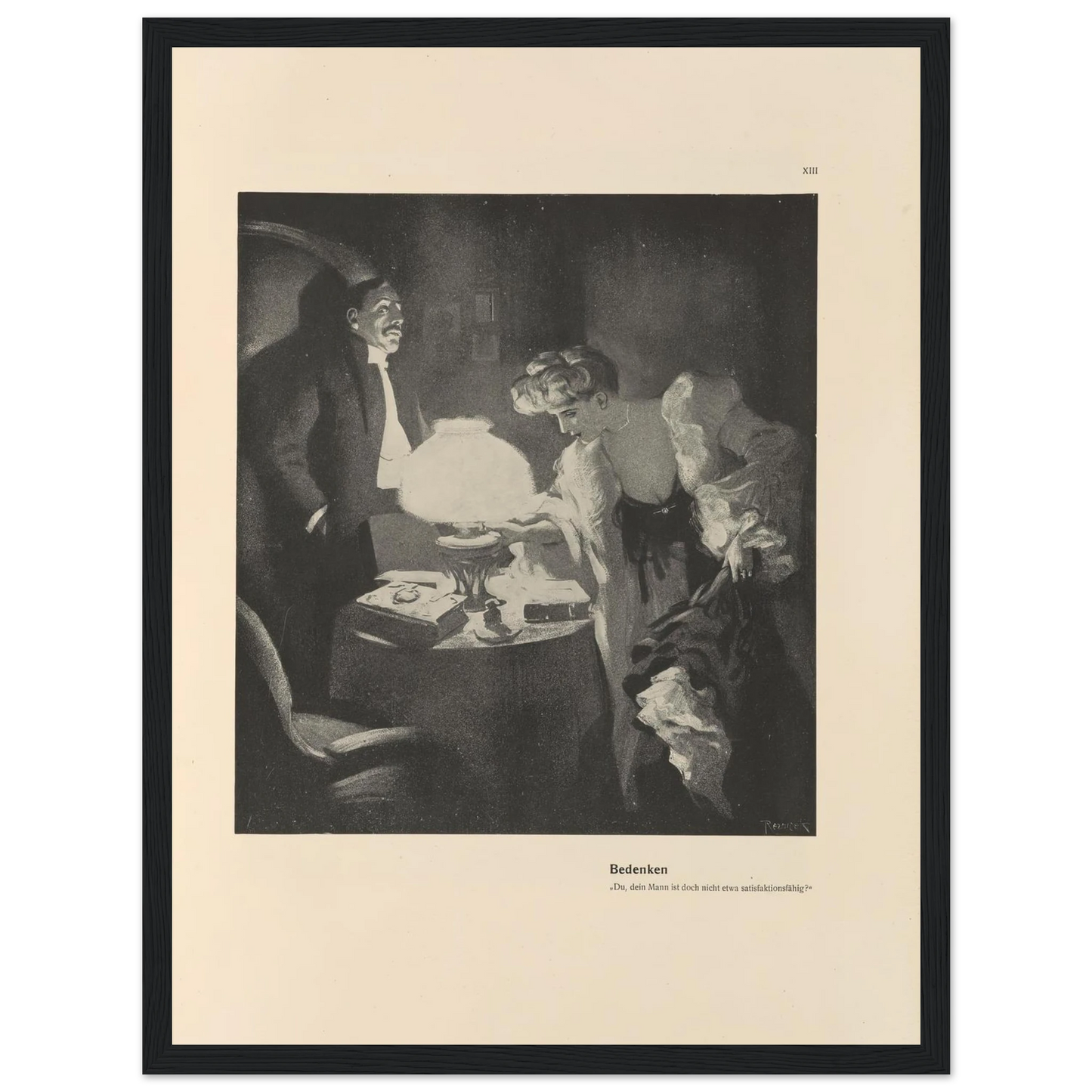 Bedenken (1908) Art Print | Ferdinand Freiherr von Reznicek - Framed Poster - 30x40 cm / 12x16″ - Black frame