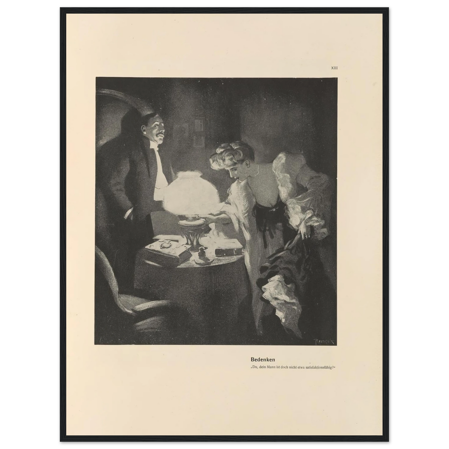Bedenken (1908) Art Print | Ferdinand Freiherr von Reznicek - Framed Poster - 30x40 cm / 12x16″ - Black frame