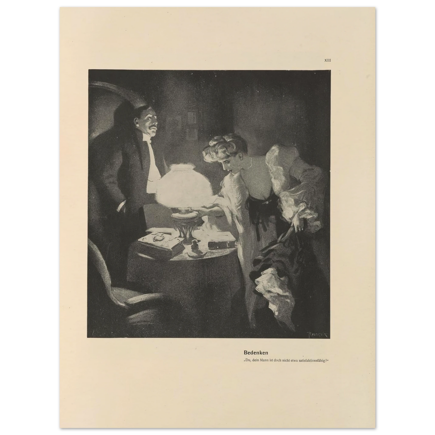 Bedenken (1908) Art Print | Ferdinand Freiherr von Reznicek - Framed Poster - 30x40 cm / 12x16″ - Black frame