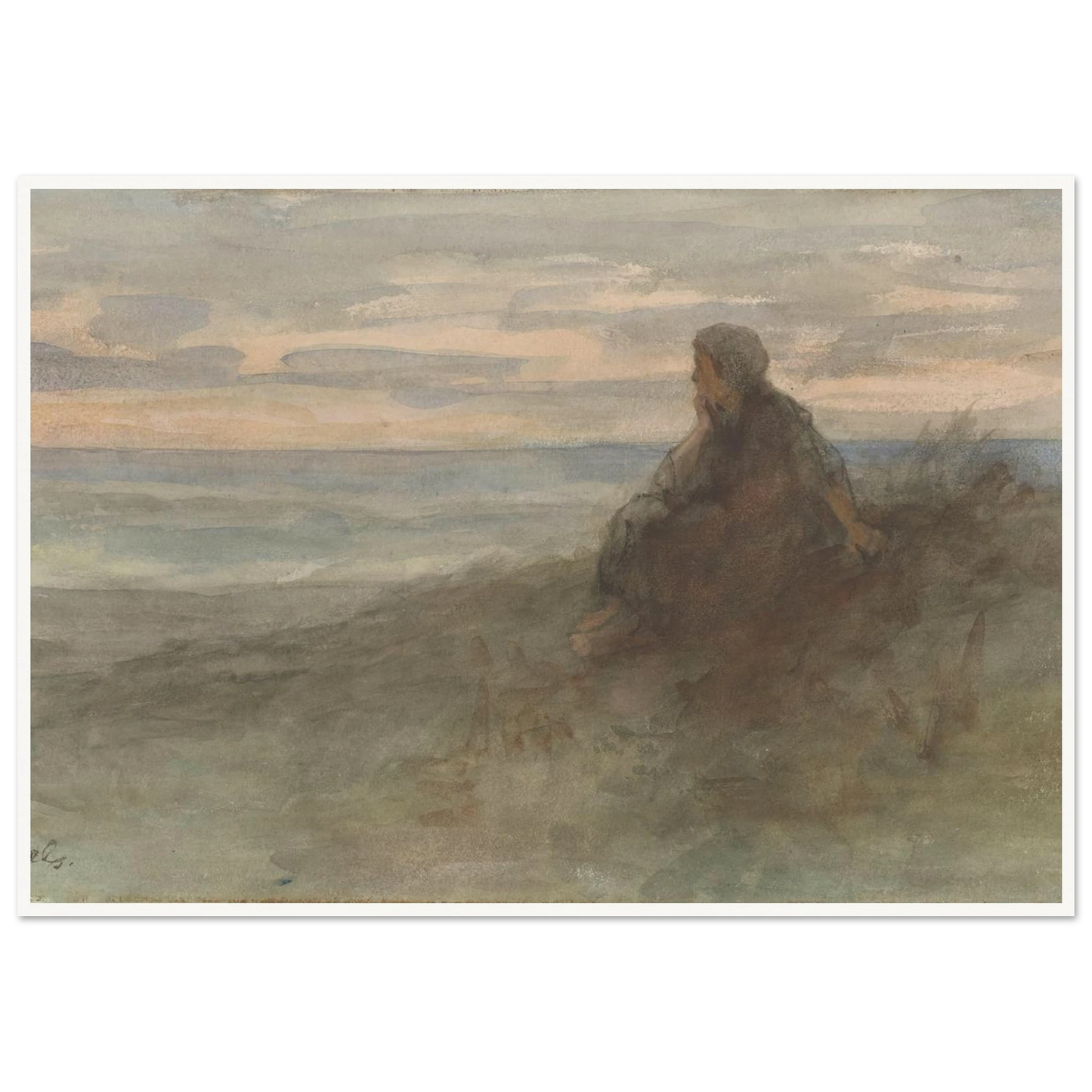 Zittende vrouw op een duin bij zee (c. 1834 - c. 1911) Art Print | Jozef Israels-Quipham Collections
