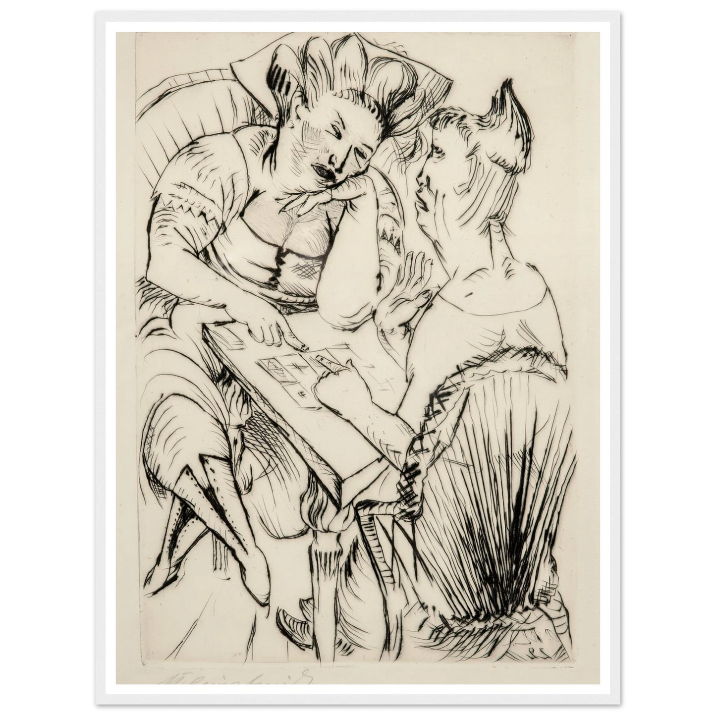Bei der Kartenlegerin (1922) Art Print | Paul Kleinschmidt - Framed Poster - 30x40 cm / 12x16″ - Black frame