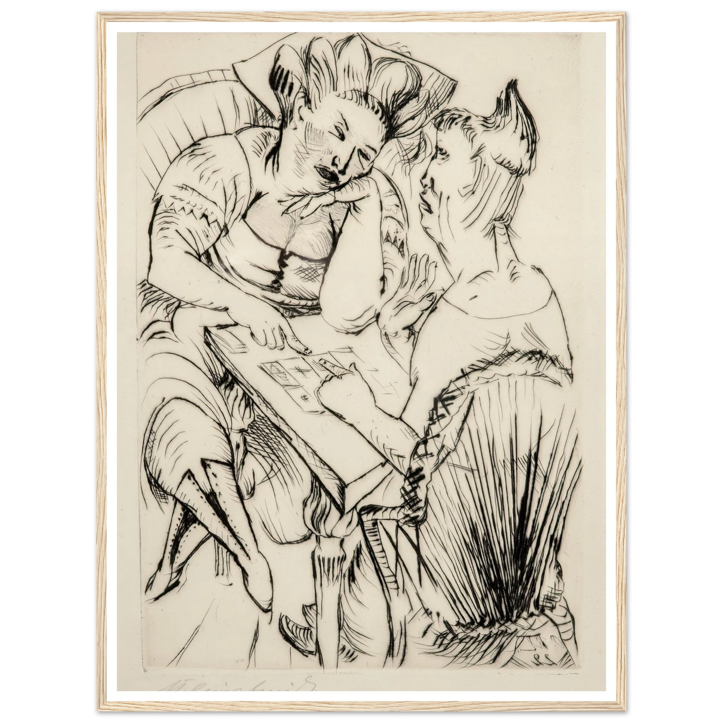 Bei der Kartenlegerin (1922) Art Print | Paul Kleinschmidt - Framed Poster - 30x40 cm / 12x16″ - Black frame