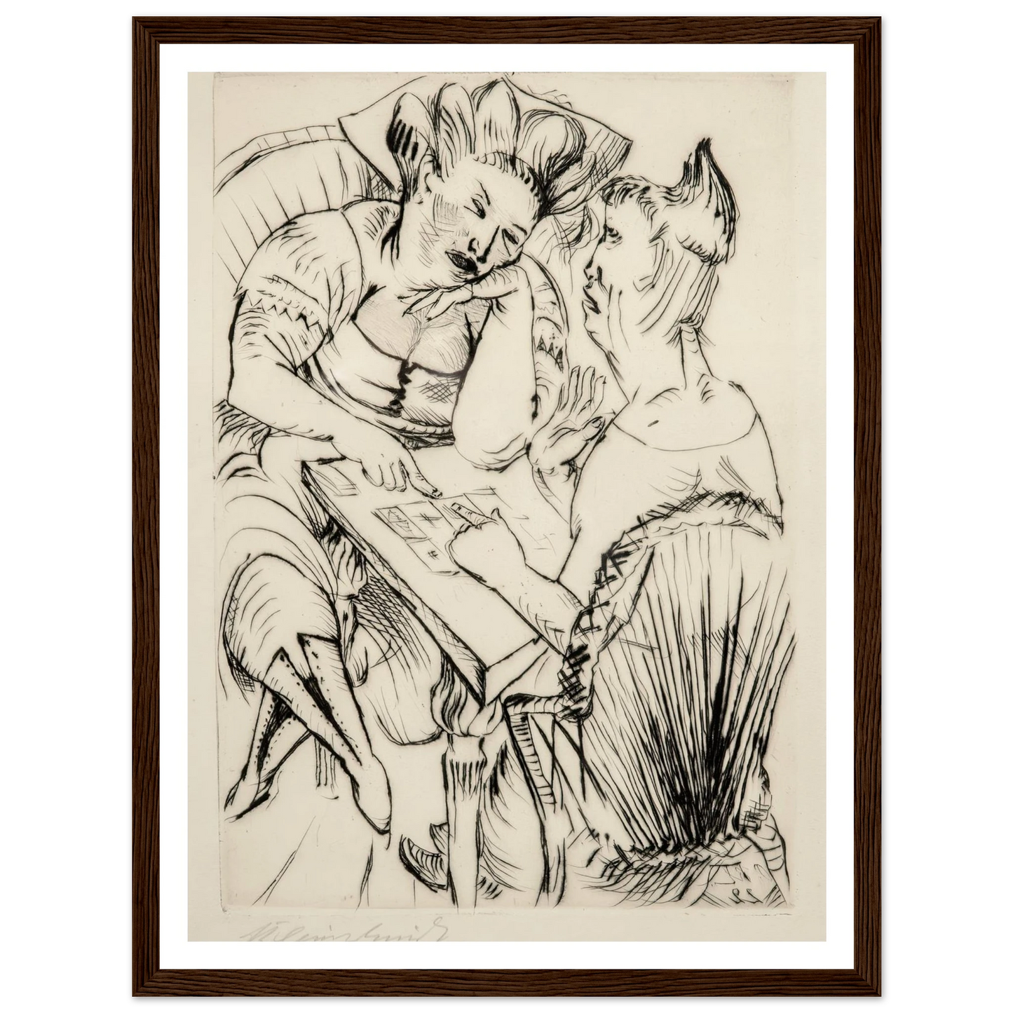 Bei der Kartenlegerin (1922) Art Print | Paul Kleinschmidt - Framed Poster - 30x40 cm / 12x16″ - Black frame