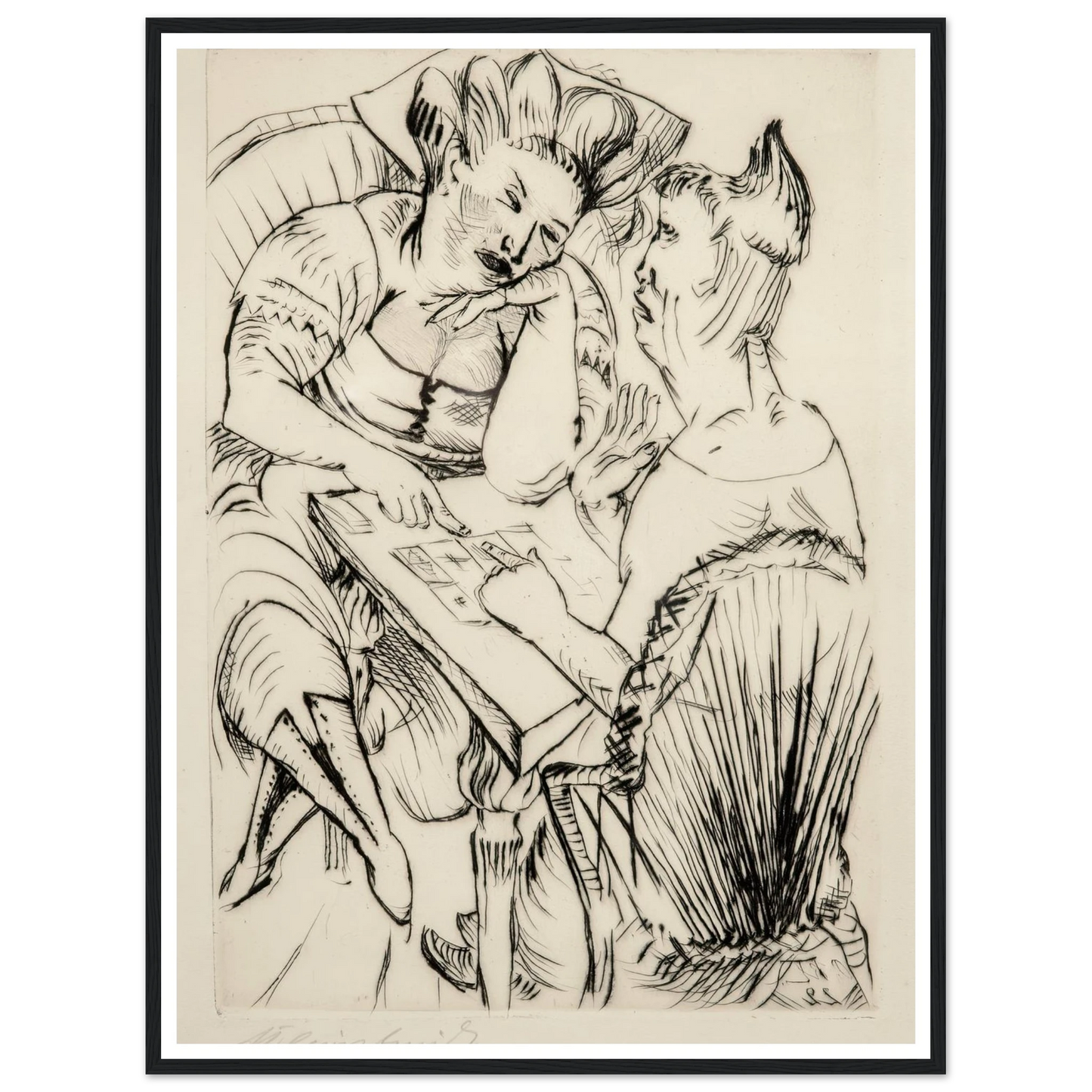 Bei der Kartenlegerin (1922) Art Print | Paul Kleinschmidt - Framed Poster - 30x40 cm / 12x16″ - Black frame