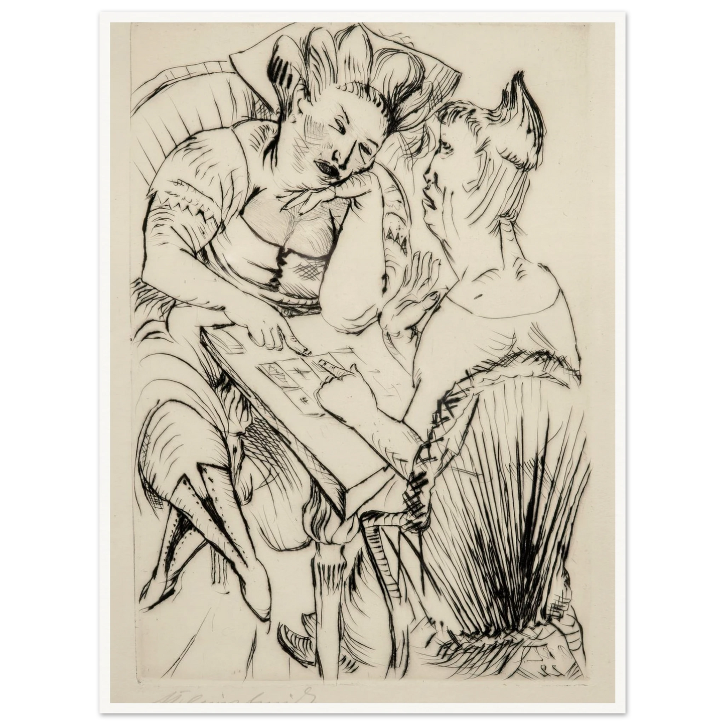 Bei der Kartenlegerin (1922) Art Print | Paul Kleinschmidt - Framed Poster - 30x40 cm / 12x16″ - Black frame