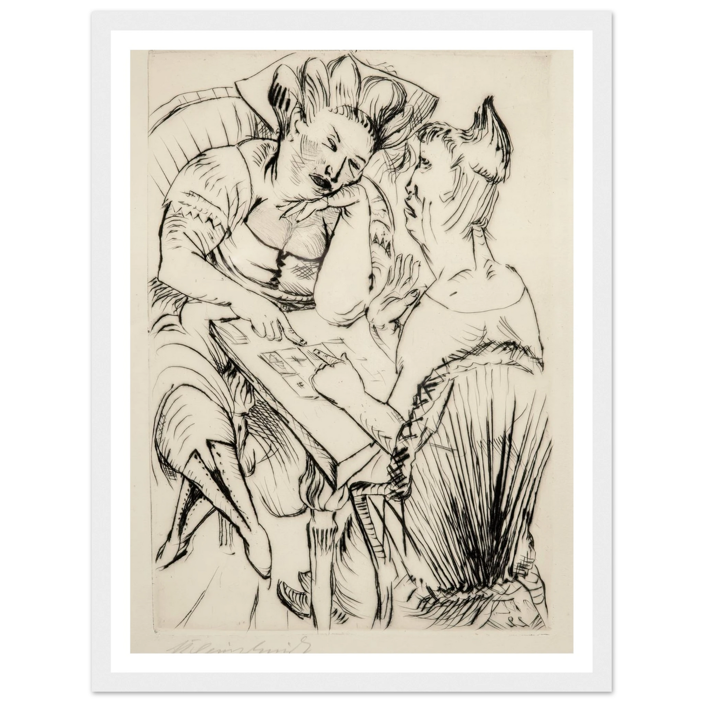 Bei der Kartenlegerin (1922) Art Print | Paul Kleinschmidt - Framed Poster - 30x40 cm / 12x16″ - Black frame