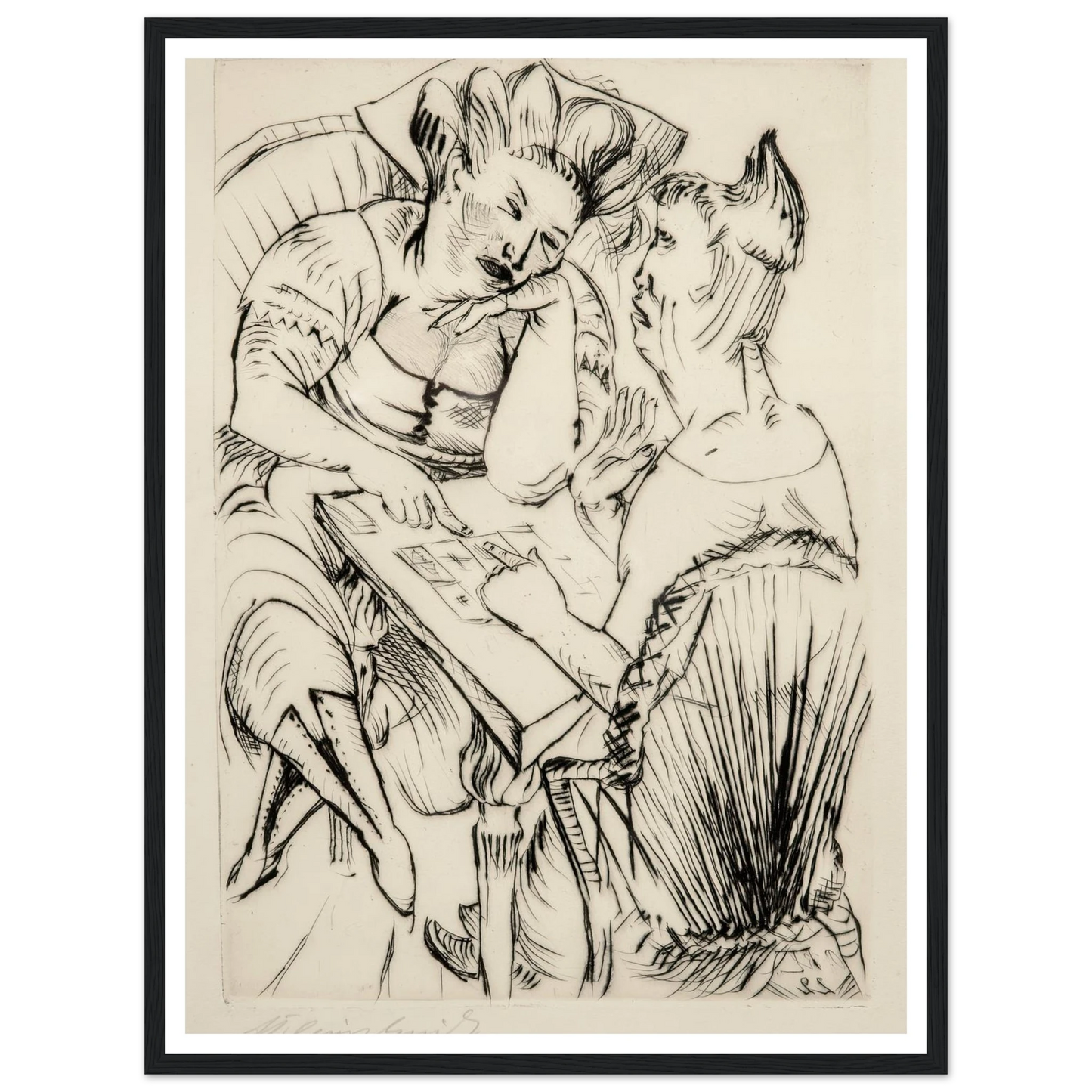 Bei der Kartenlegerin (1922) Art Print | Paul Kleinschmidt - Framed Poster - 30x40 cm / 12x16″ - Black frame