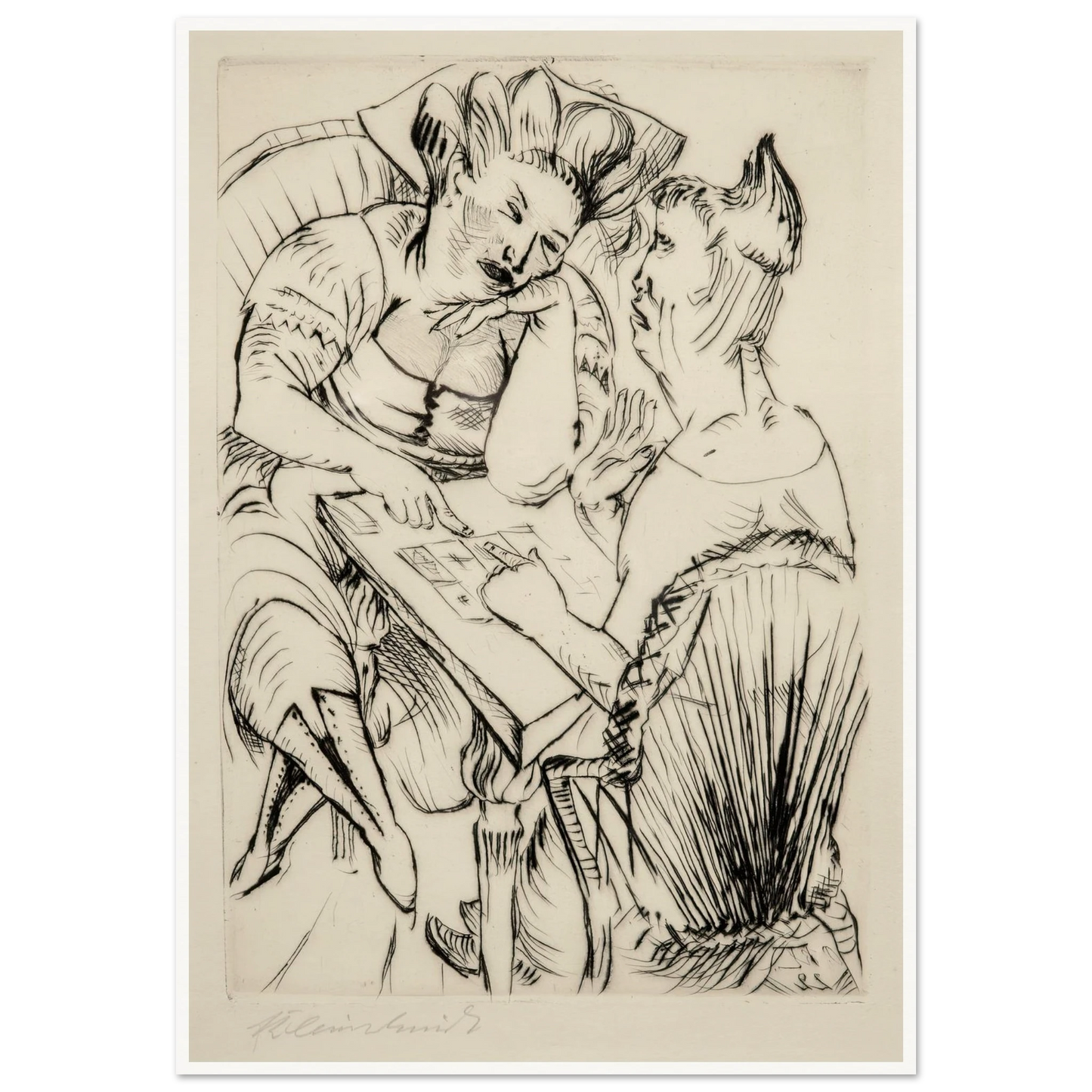 Bei der Kartenlegerin (1922) Art Print | Paul Kleinschmidt - Framed Poster - 30x40 cm / 12x16″ - Black frame