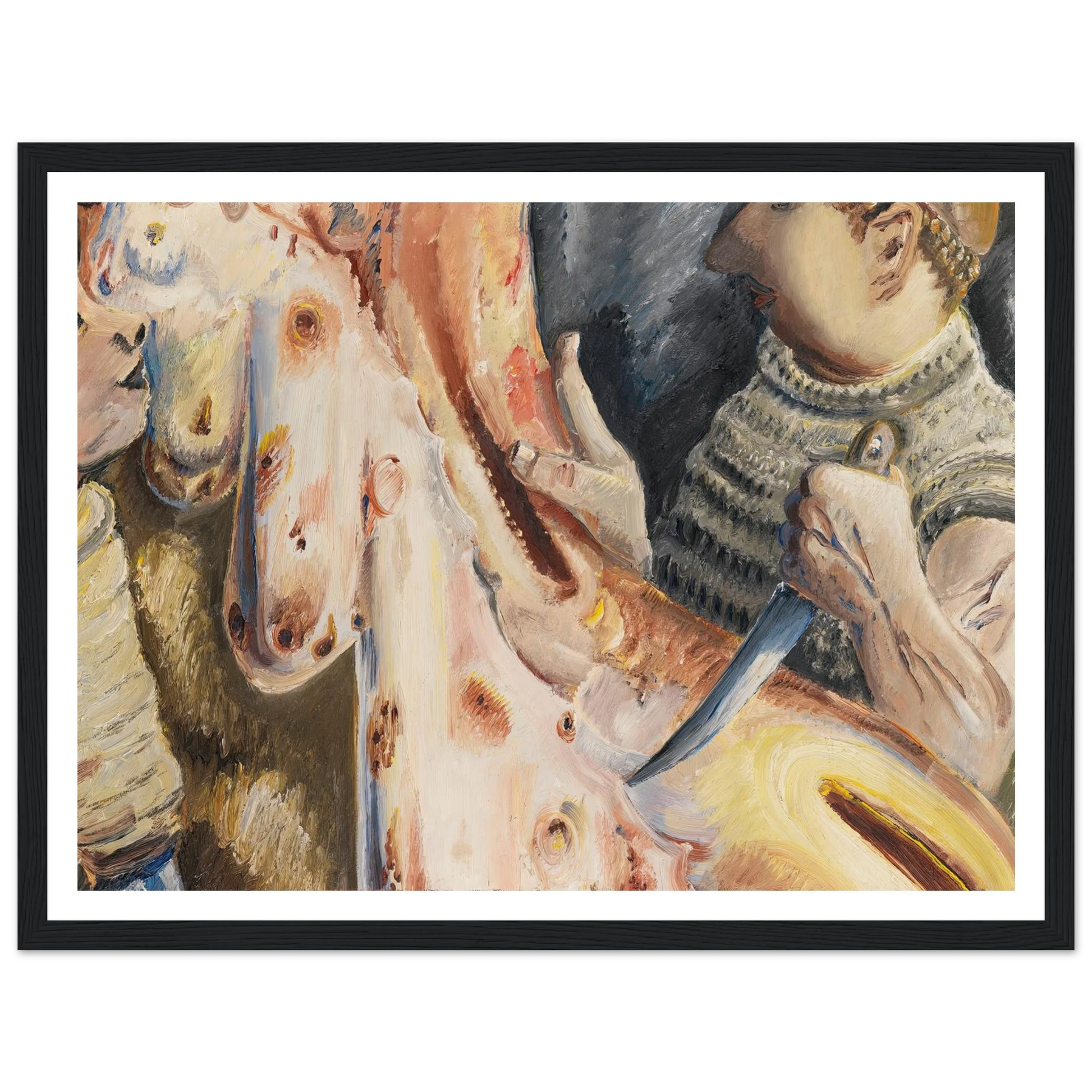 Beim Schlachten (1926) Art Print | Paul Kleinschmidt - Framed Poster - 30x40 cm / 12x16″ - Black frame