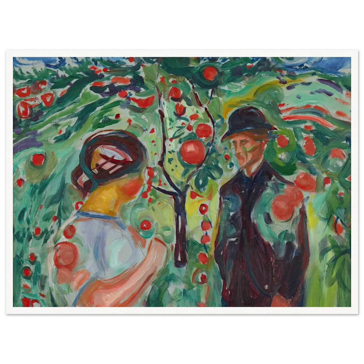 Beneath the Red Apples (1927–30) Art Print | Edvard Munch - Framed Poster - 30x40 cm / 12x16″ - Black frame