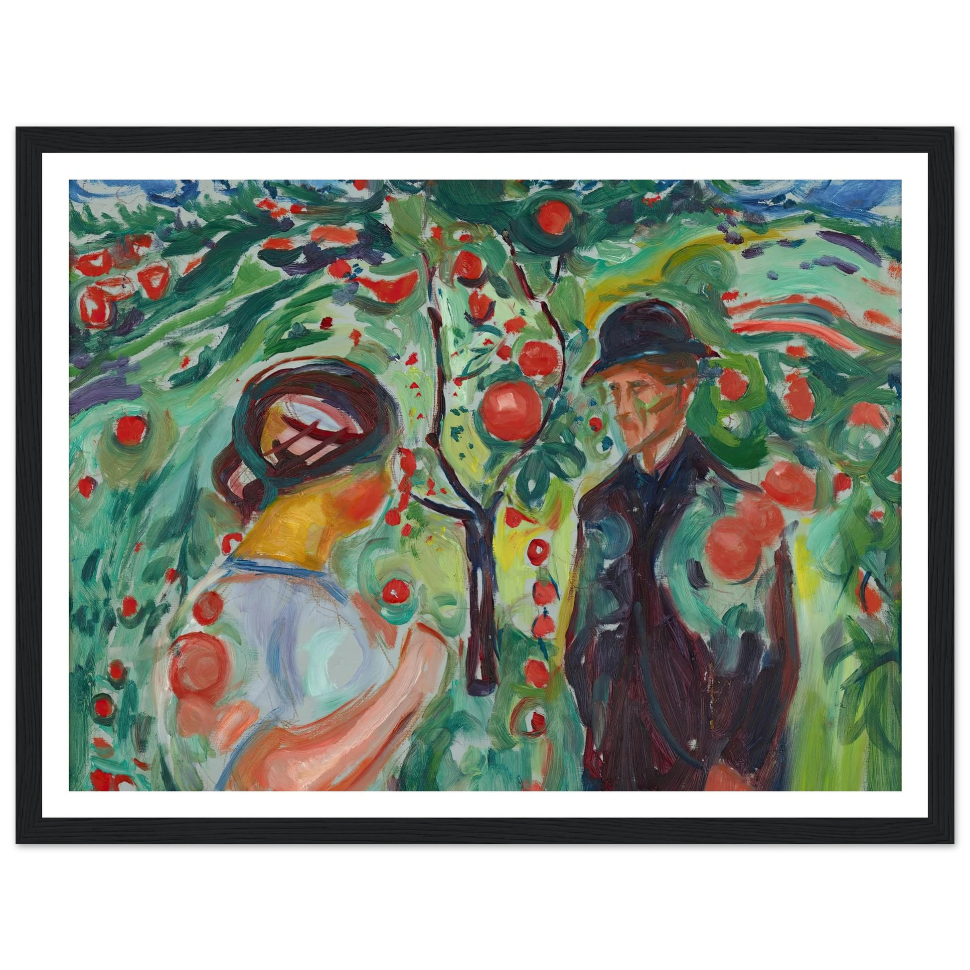 Beneath the Red Apples (1927–30) Art Print | Edvard Munch - Framed Poster - 30x40 cm / 12x16″ - Black frame