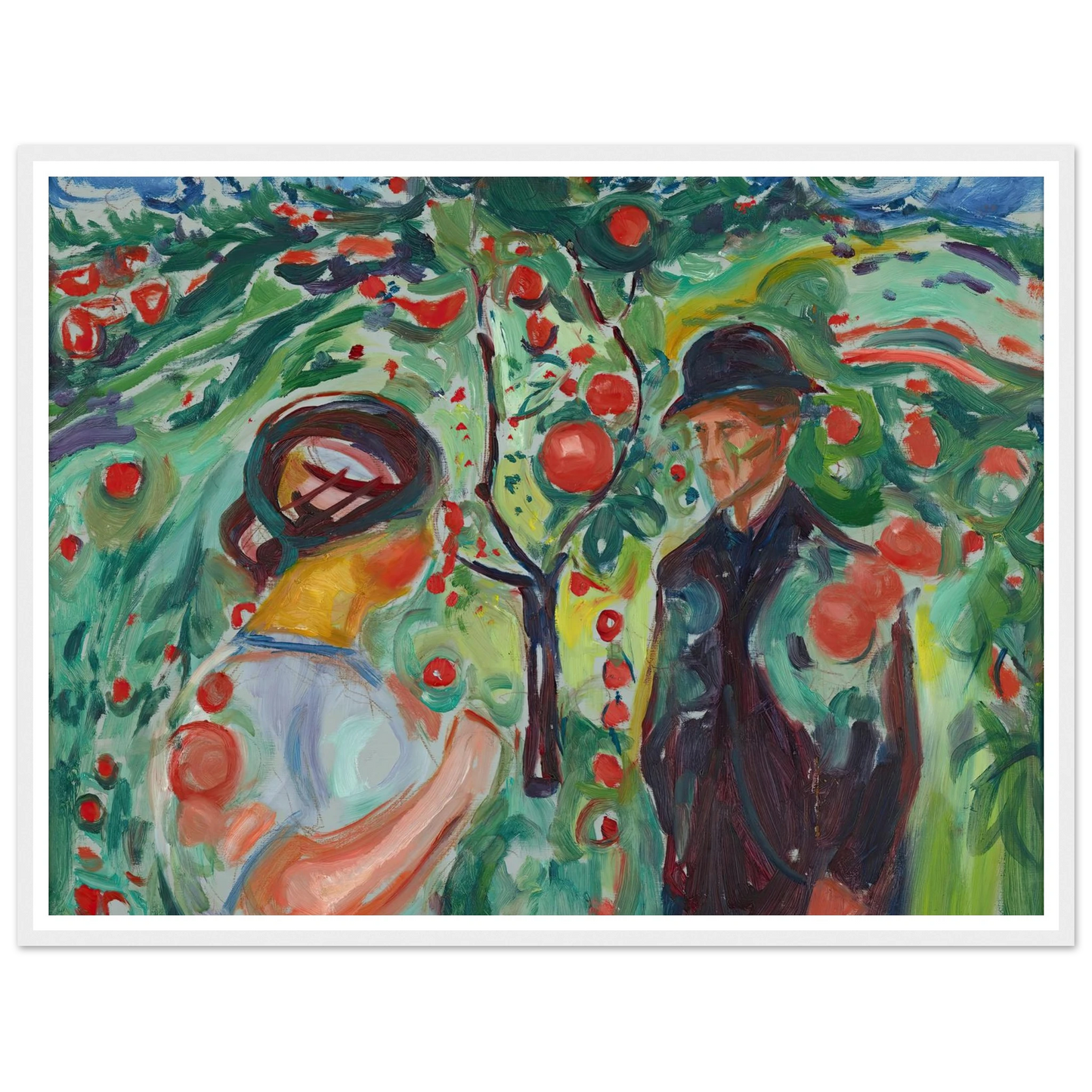 Beneath the Red Apples (1927–30) Art Print | Edvard Munch - Framed Poster - 30x40 cm / 12x16″ - Black frame