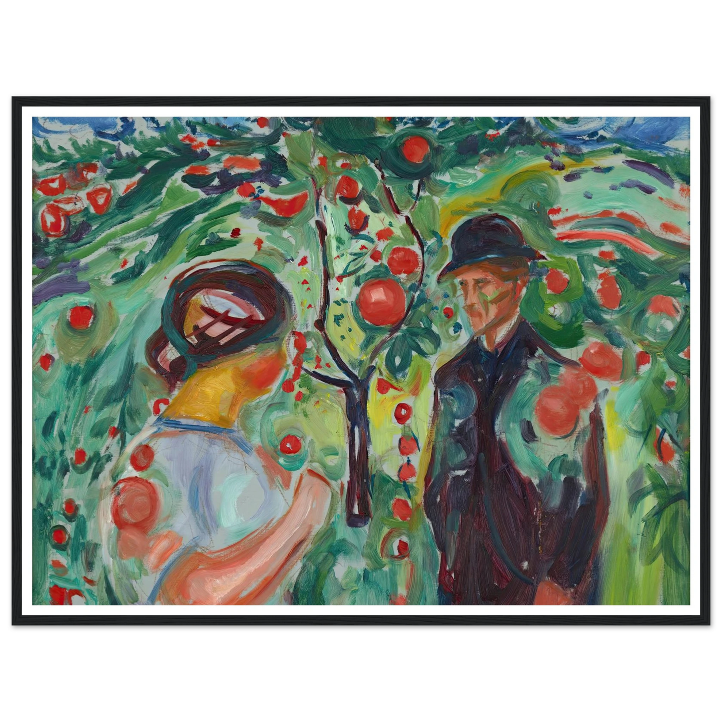 Beneath the Red Apples (1927–30) Art Print | Edvard Munch - Framed Poster - 30x40 cm / 12x16″ - Black frame
