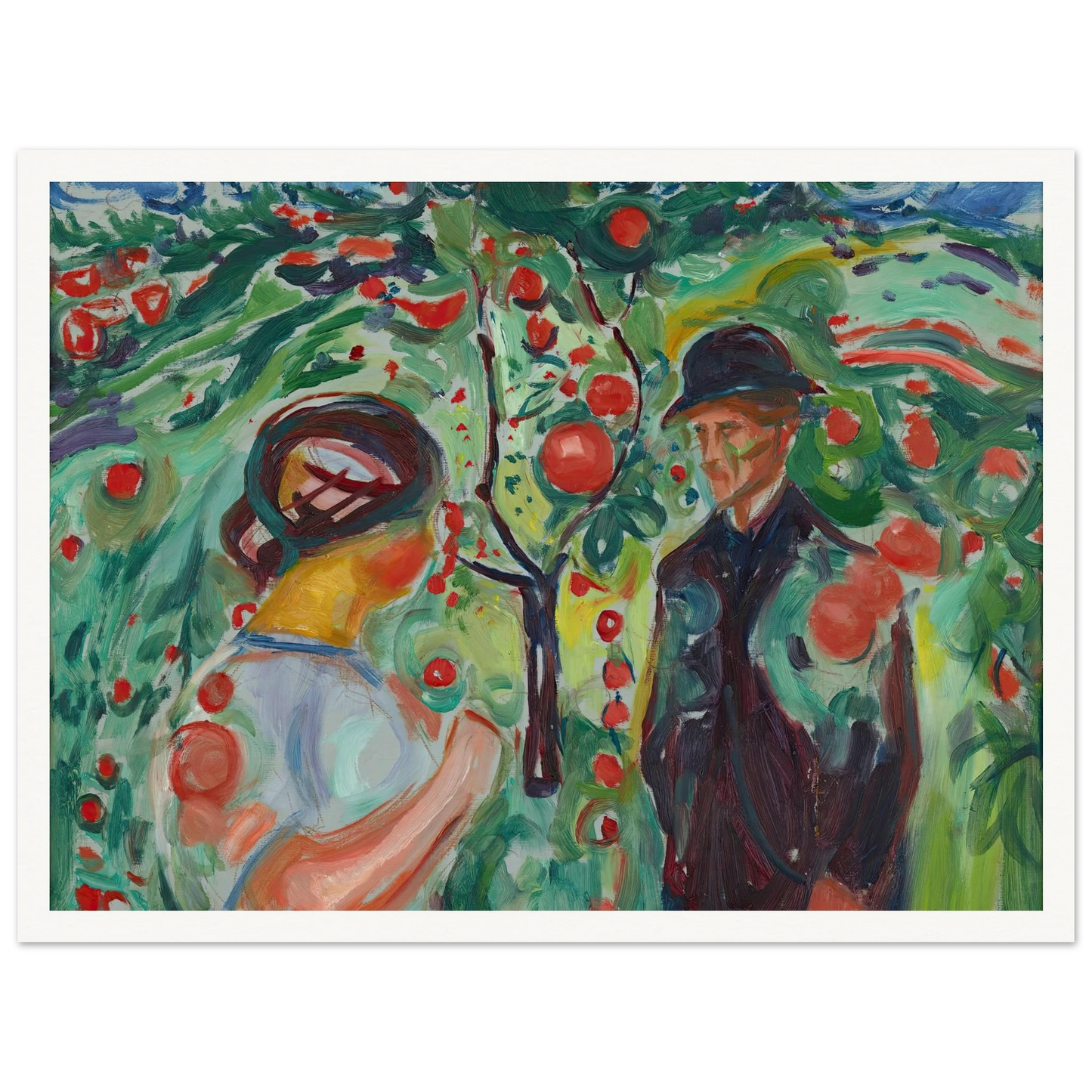Beneath the Red Apples (1927–30) Art Print | Edvard Munch - Framed Poster - 30x40 cm / 12x16″ - Black frame