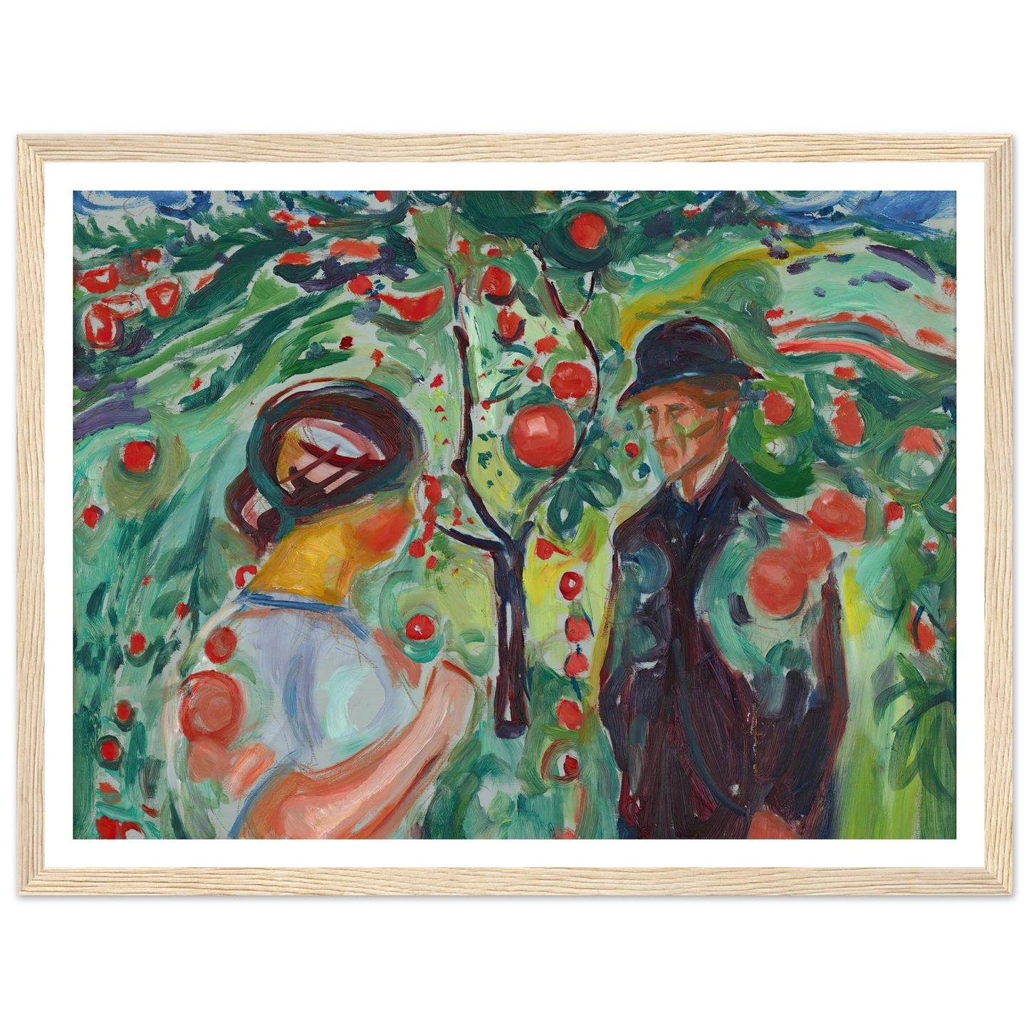 Beneath the Red Apples (1927–30) Art Print | Edvard Munch - Framed Poster - 30x40 cm / 12x16″ - Black frame