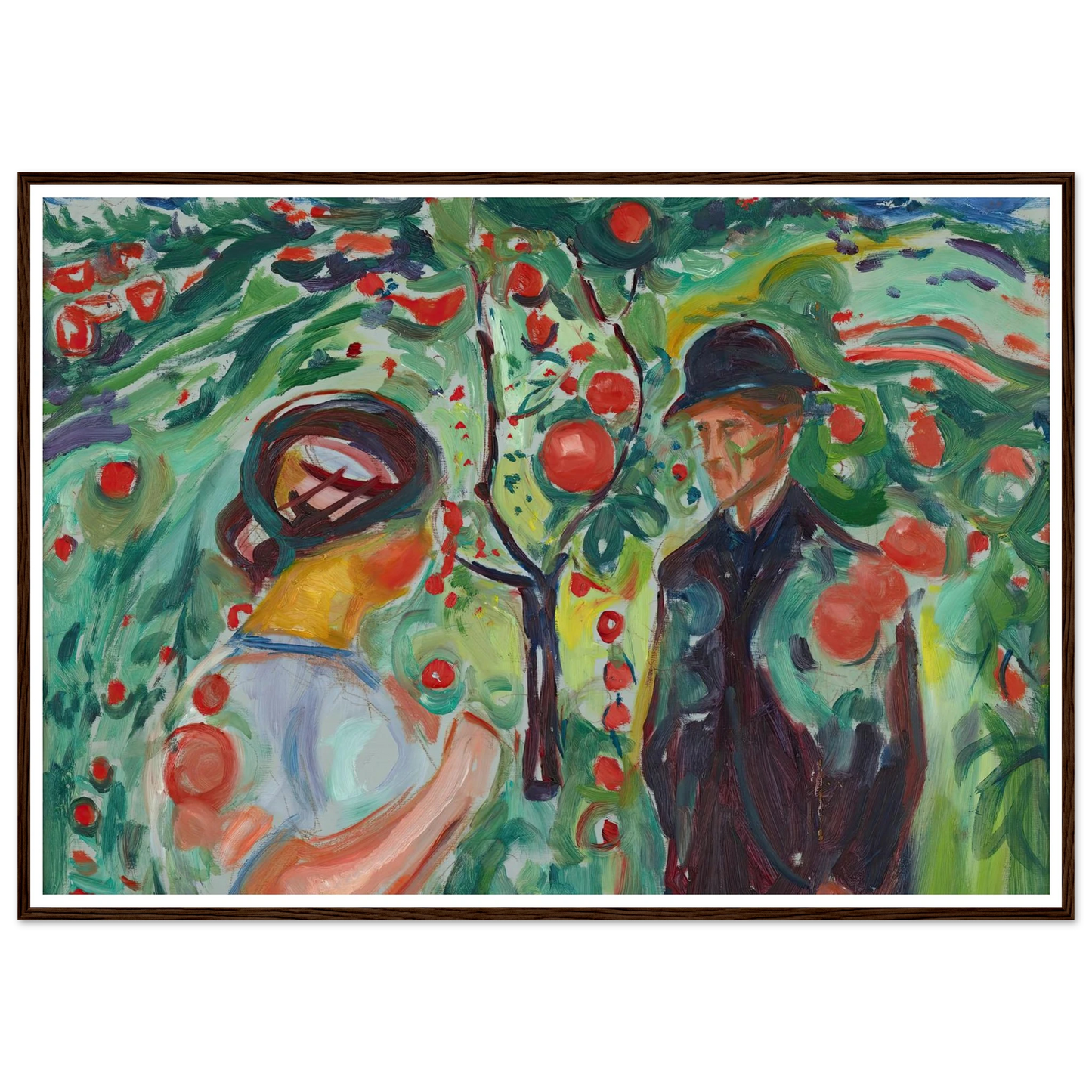 Beneath the Red Apples (1927–30) Art Print | Edvard Munch - Framed Poster - 30x40 cm / 12x16″ - Black frame