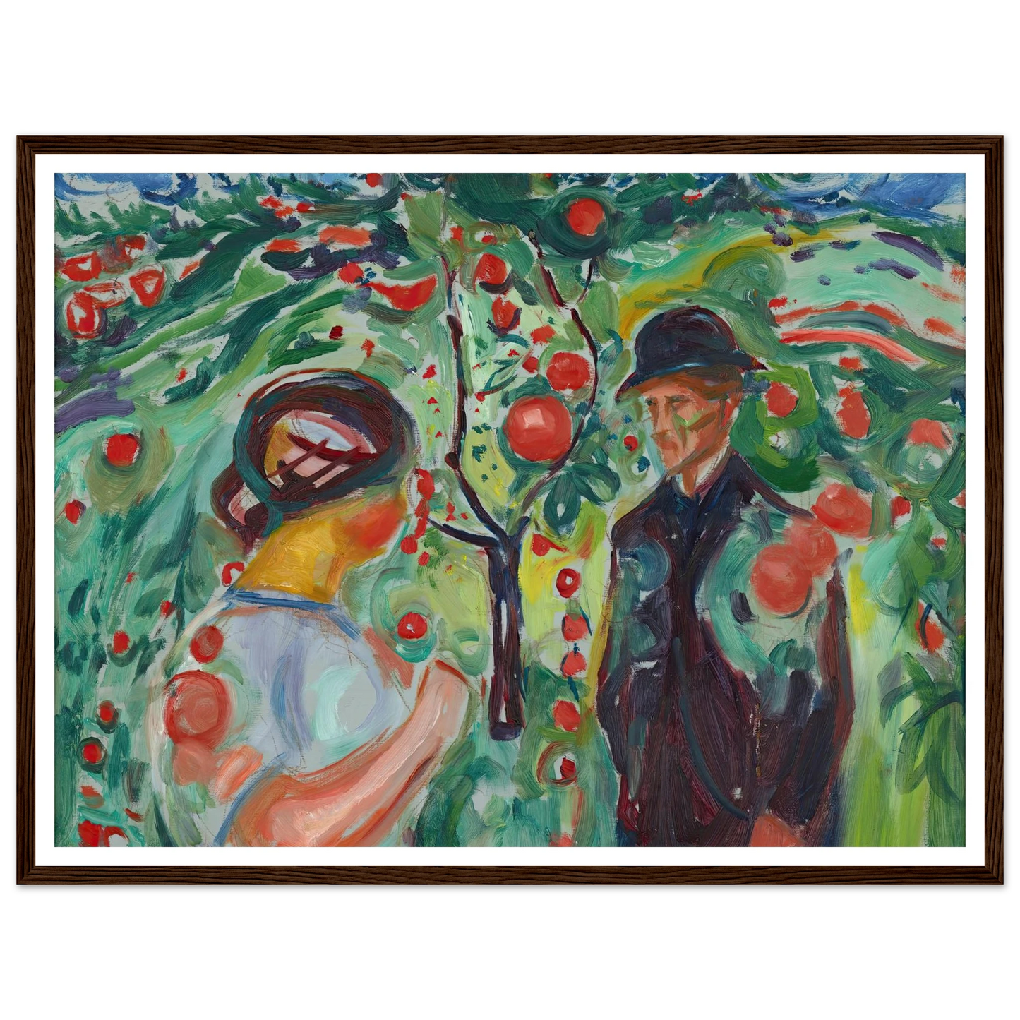 Beneath the Red Apples (1927–30) Art Print | Edvard Munch - Framed Poster - 30x40 cm / 12x16″ - Black frame