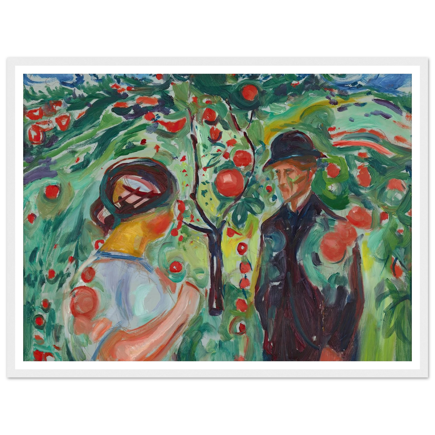 Beneath the Red Apples (1927–30) Art Print | Edvard Munch - Framed Poster - 30x40 cm / 12x16″ - Black frame