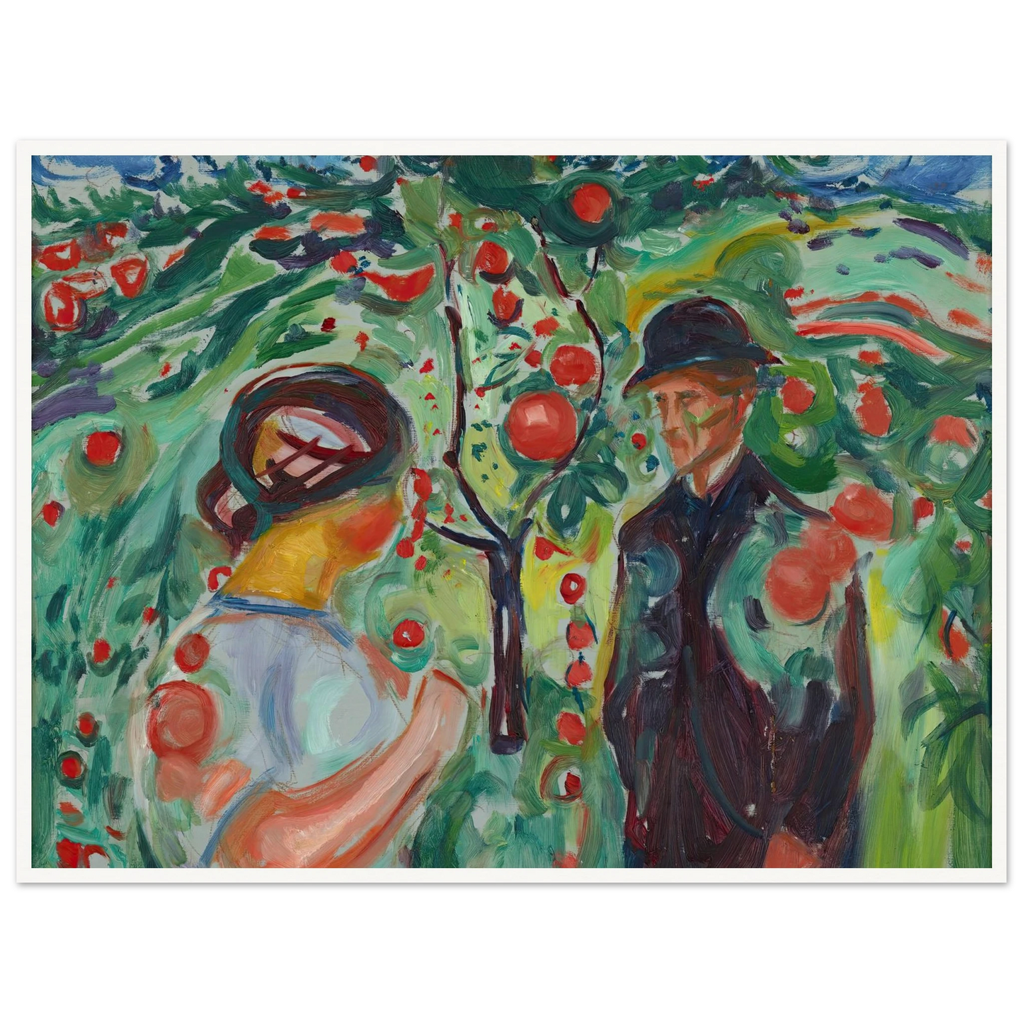 Beneath the Red Apples (1927–30) Art Print | Edvard Munch - Framed Poster - 30x40 cm / 12x16″ - Black frame