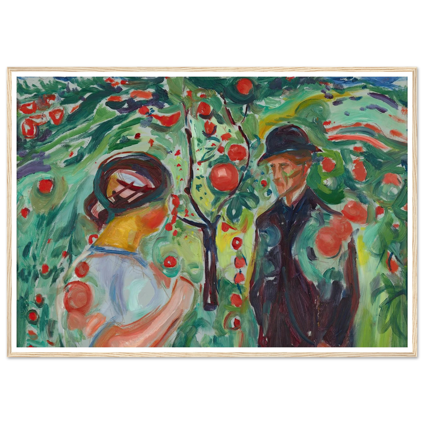 Beneath the Red Apples (1927–30) Art Print | Edvard Munch - Framed Poster - 30x40 cm / 12x16″ - Black frame