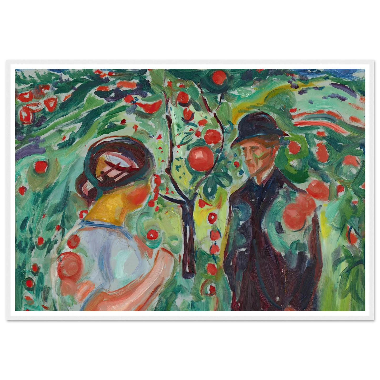 Beneath the Red Apples (1927–30) Art Print | Edvard Munch - Framed Poster - 30x40 cm / 12x16″ - Black frame