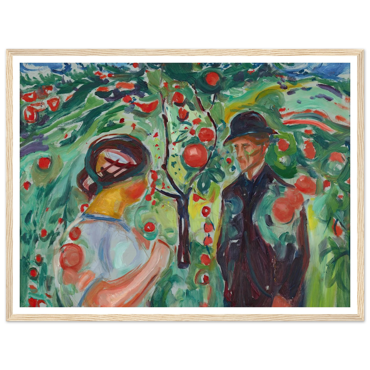 Beneath the Red Apples (1927–30) Art Print | Edvard Munch - Framed Poster - 30x40 cm / 12x16″ - Black frame